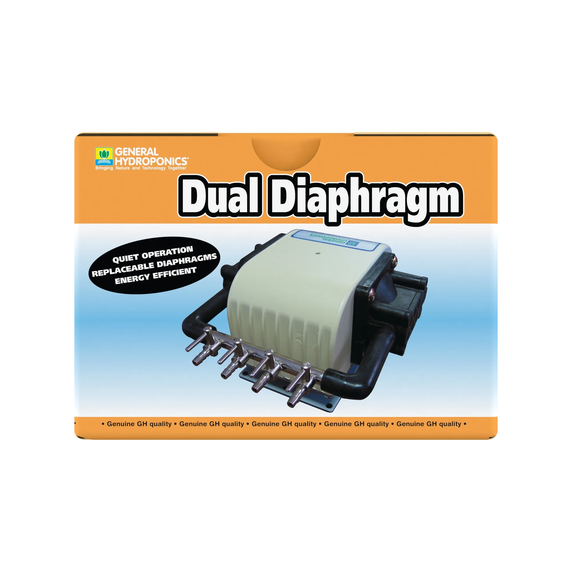 General Hydroponics Dual Diaphragm Air Pump 320 GPH 4 Outlet