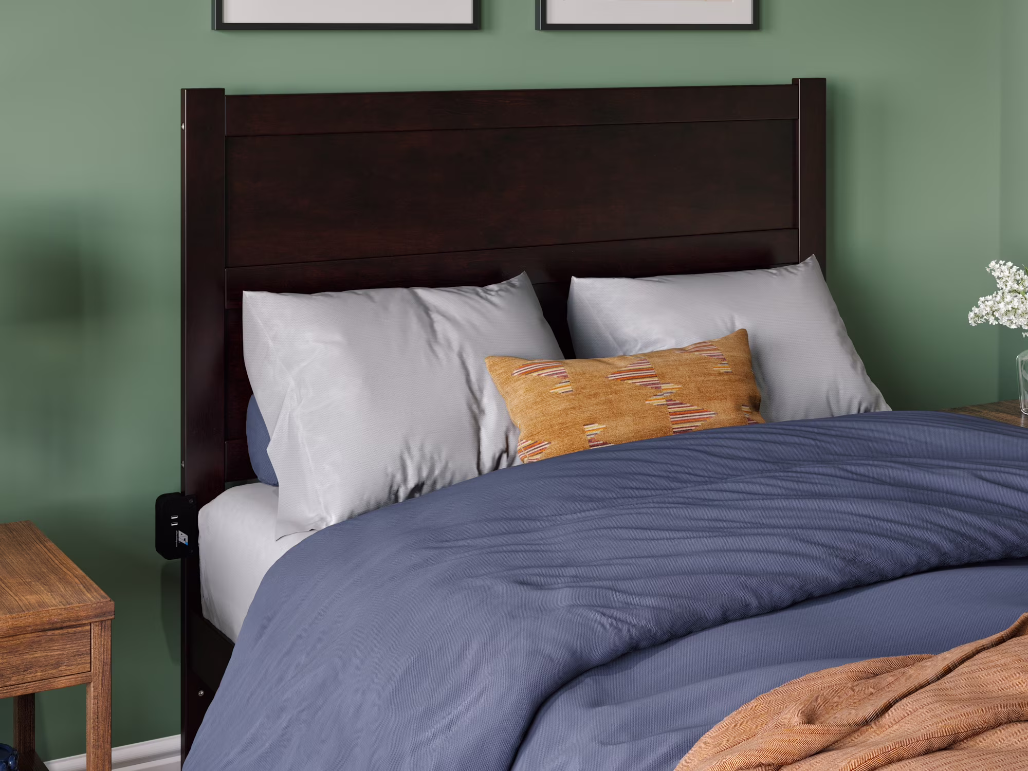 AFI NoHo Full Wood Platform Bed with Headboard Footboard & Twin Trundle, Espresso