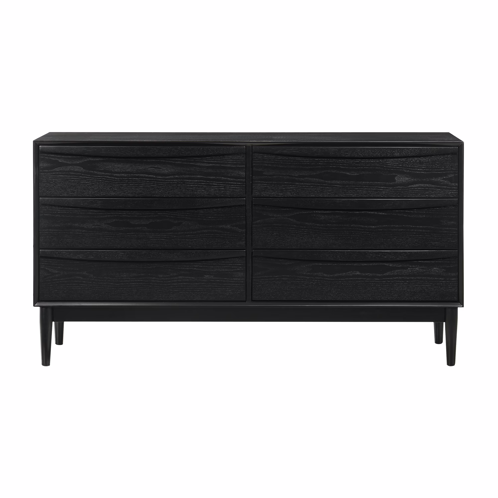 Artemio 6 Drawer Wood Dresser in Black Finish