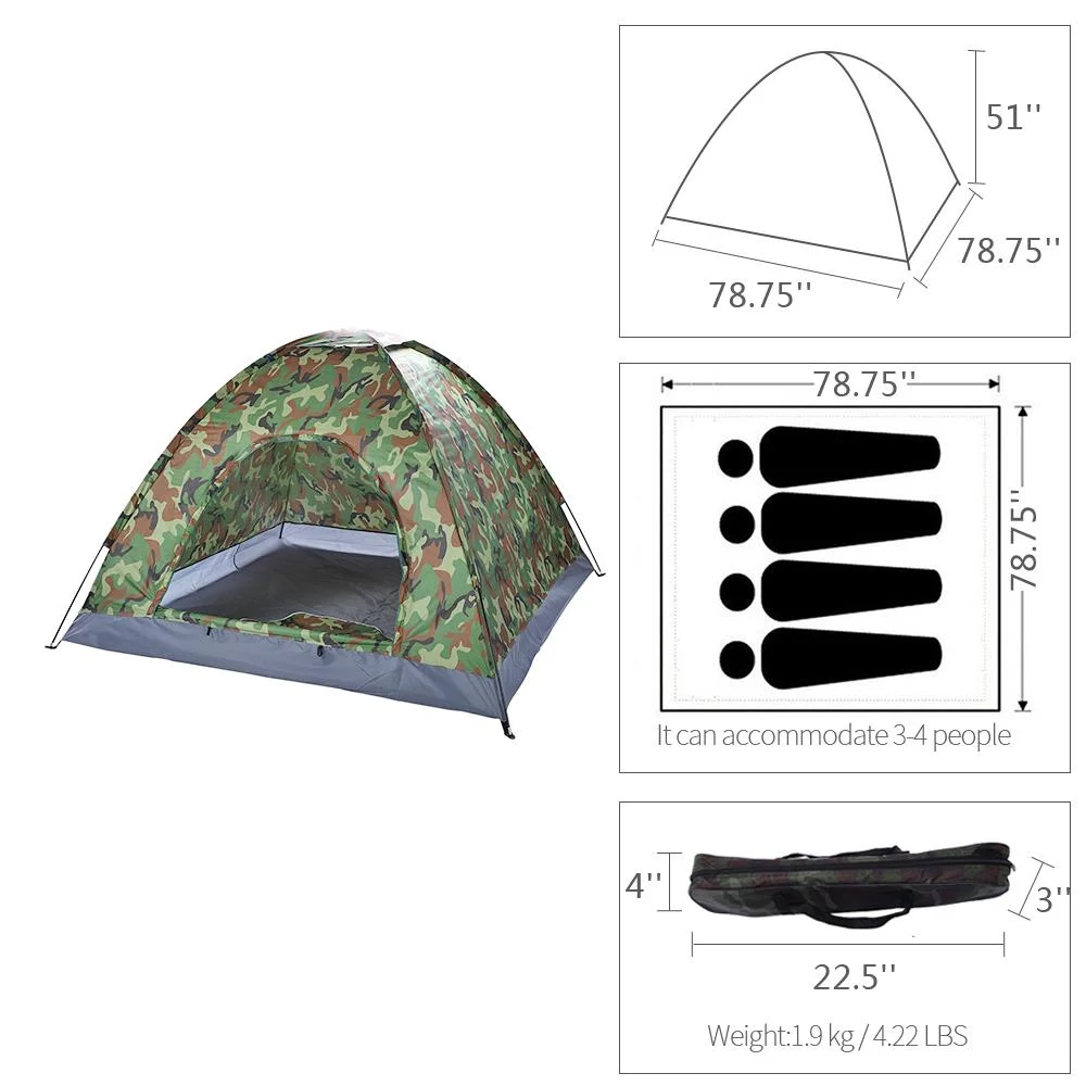 Winado 3-4 Person Camping Dome Tent for Outside Camouflage