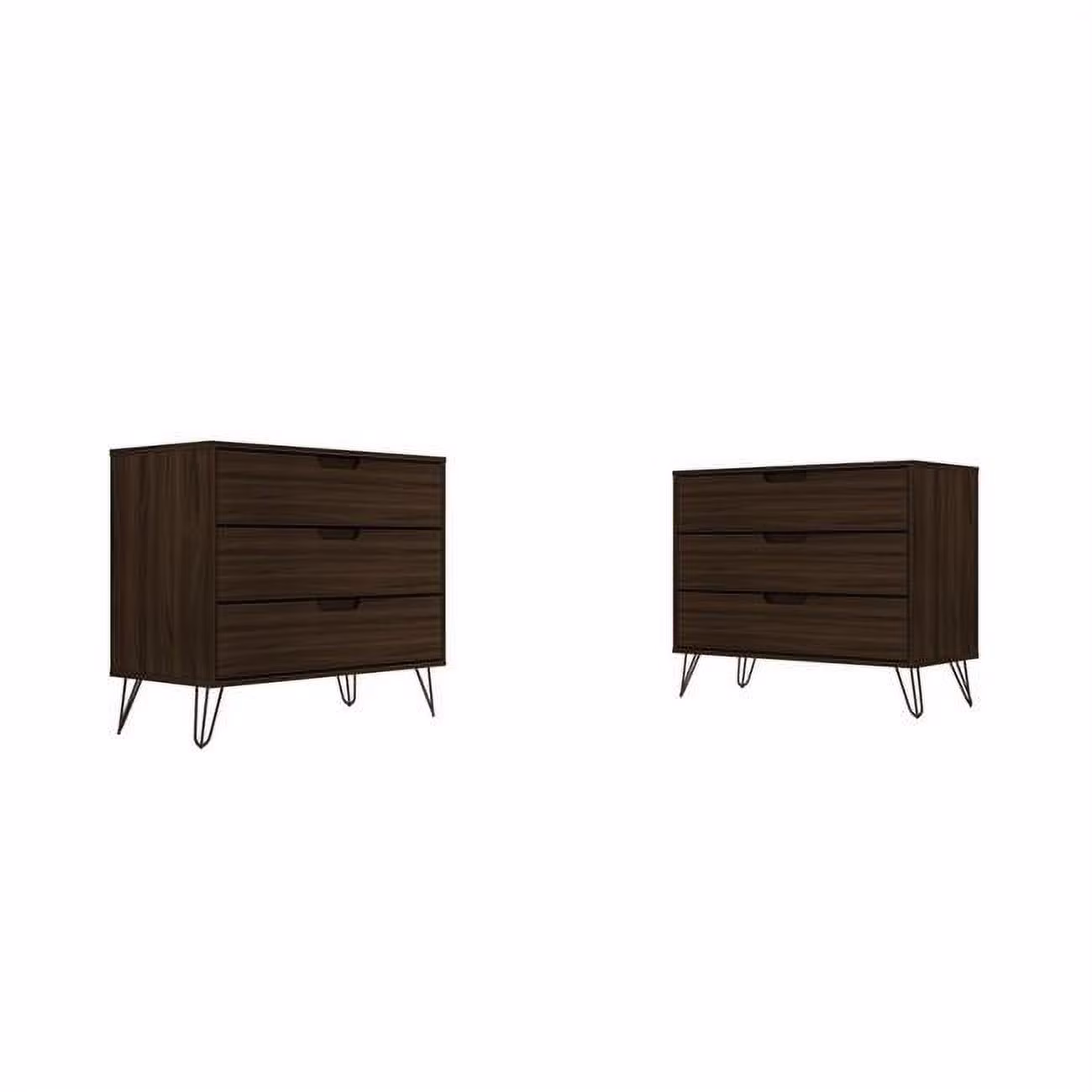 Rockefeller 3-Drawer Brown Dresser, 28.86 x 35.24 x 17.52 in. - Set of 2