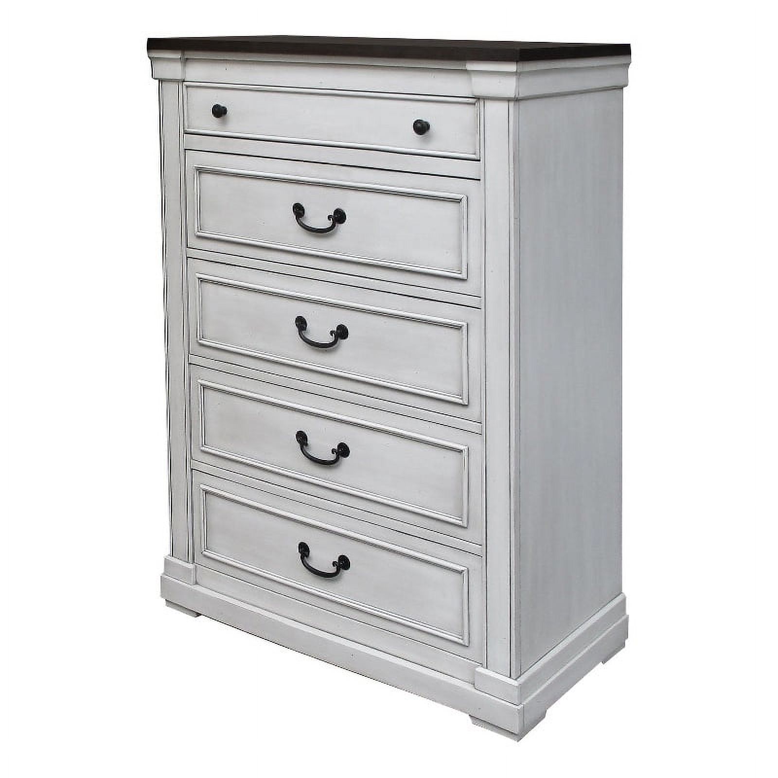 Pemberly Row 5-drawer Farmhouse Wood Chest Dark Rum and White