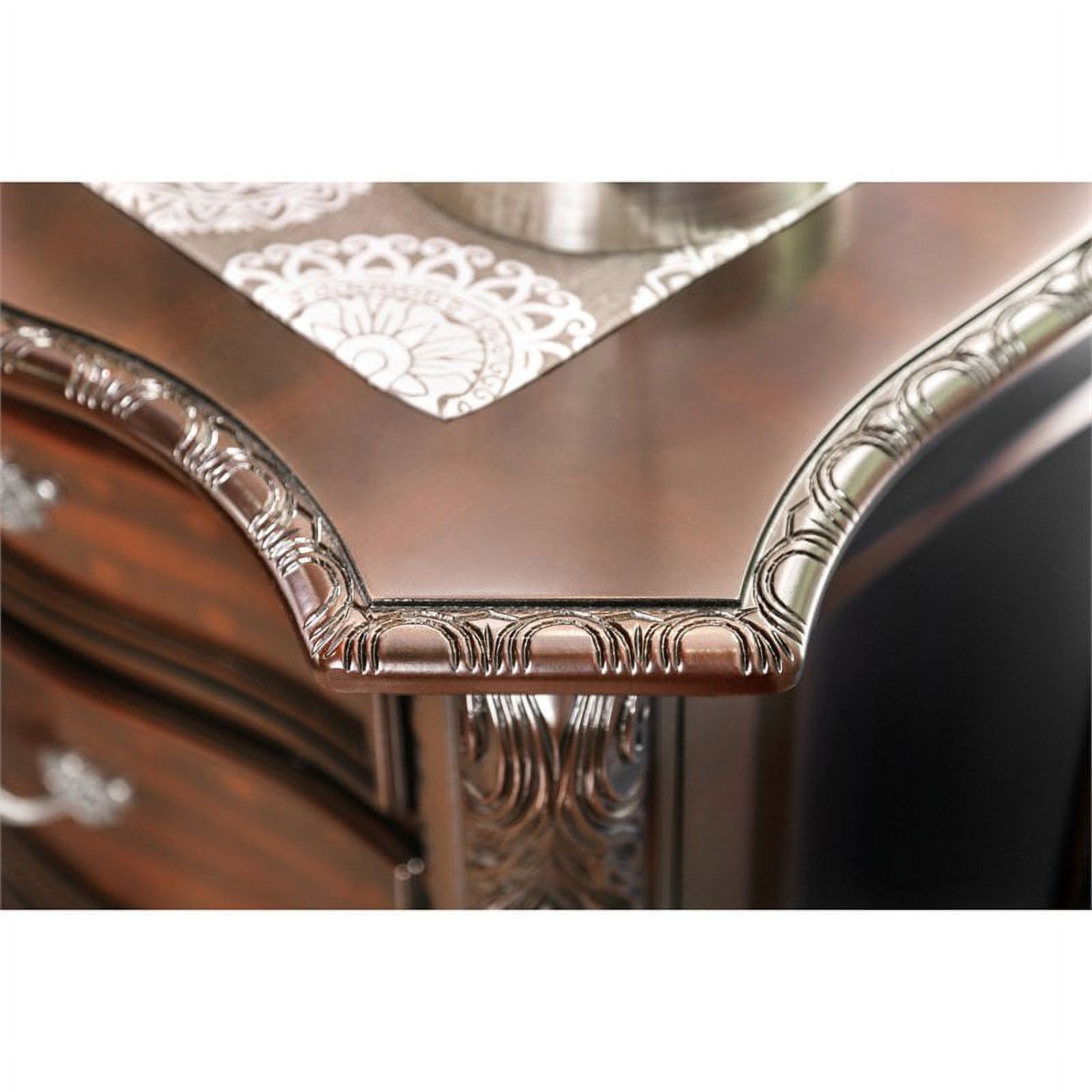 FOA Angelonia 3pc Brown Cherry Solid Wood Bedroom Set - Queen + 2 Nightstands