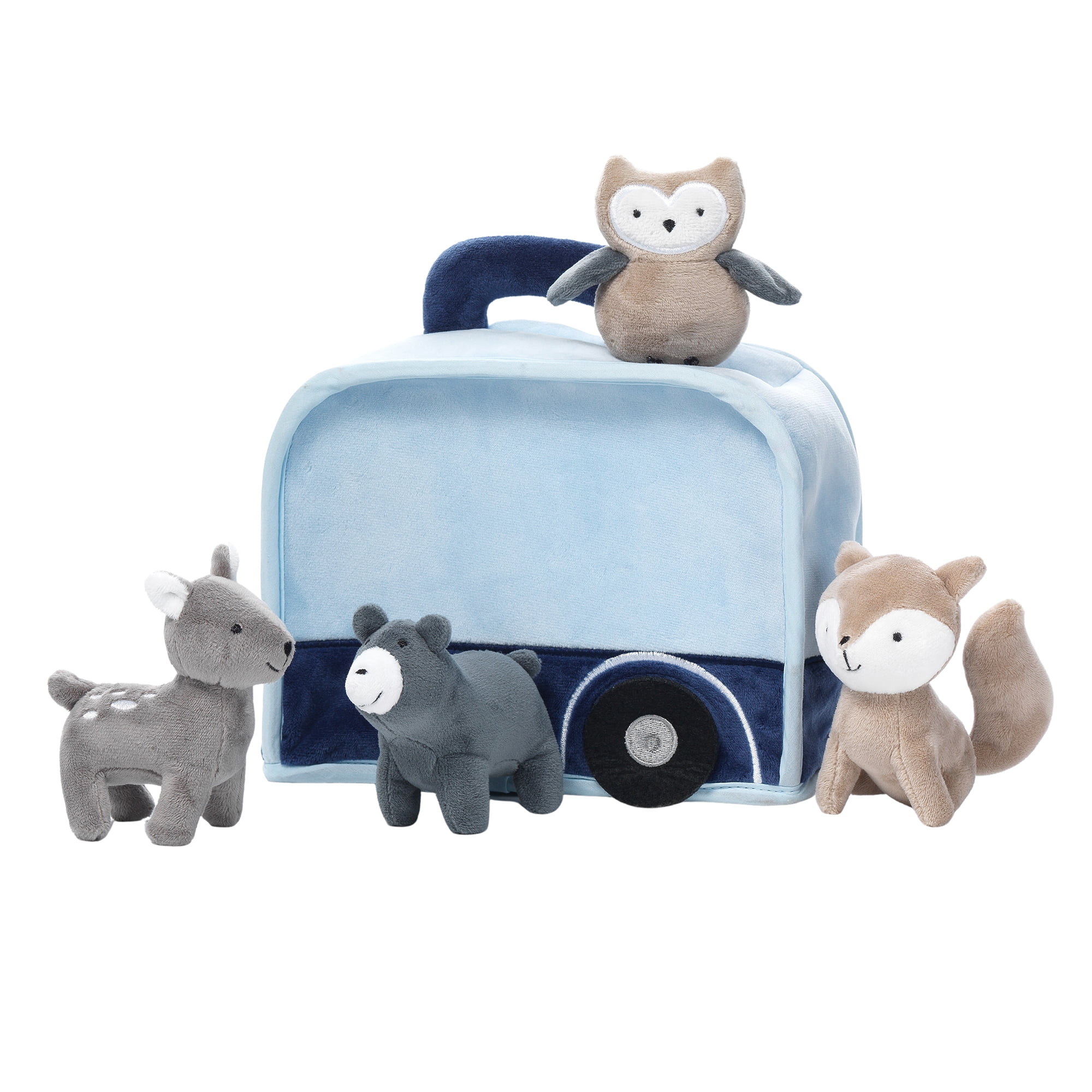 Lambs & Ivy Interactive Blue Camper/RV Plush with Stuffed Animal Toys
