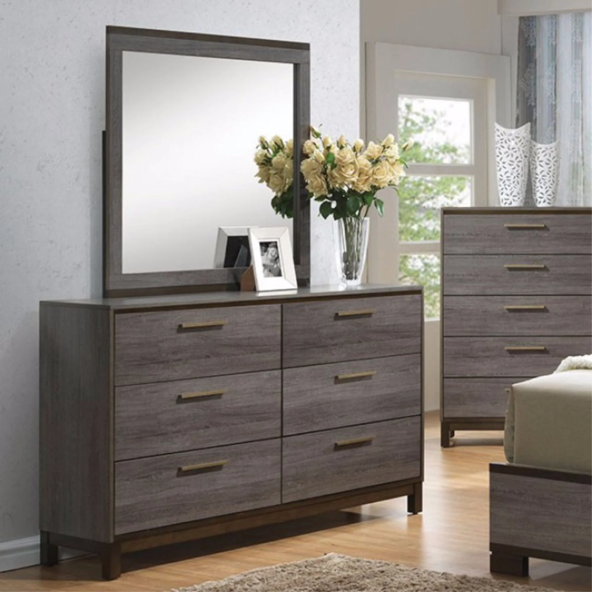 Opulent Glided Wooden Dresser, Antique Gray