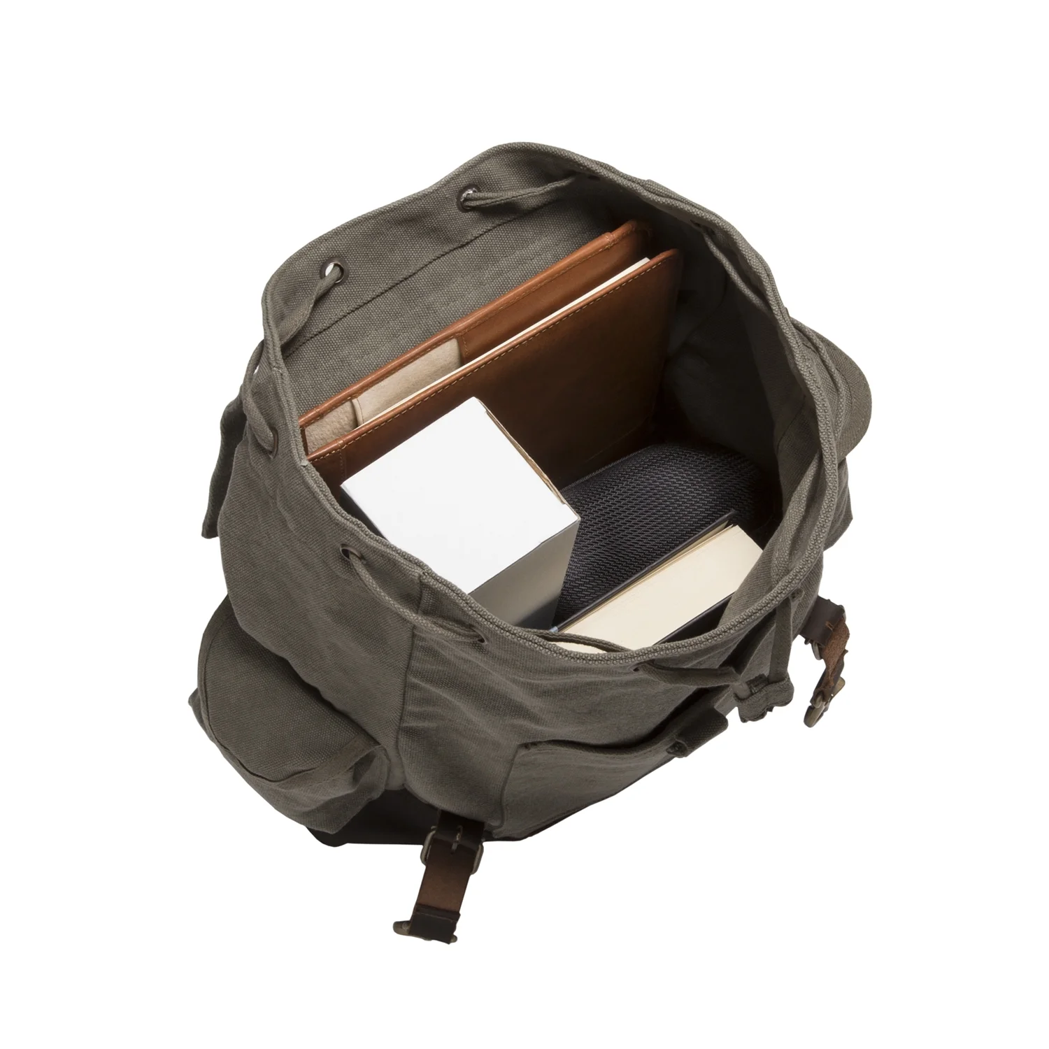 Playstation 4 Controller Canvas Rucksack Backpack with Leather Straps Olive & Bk