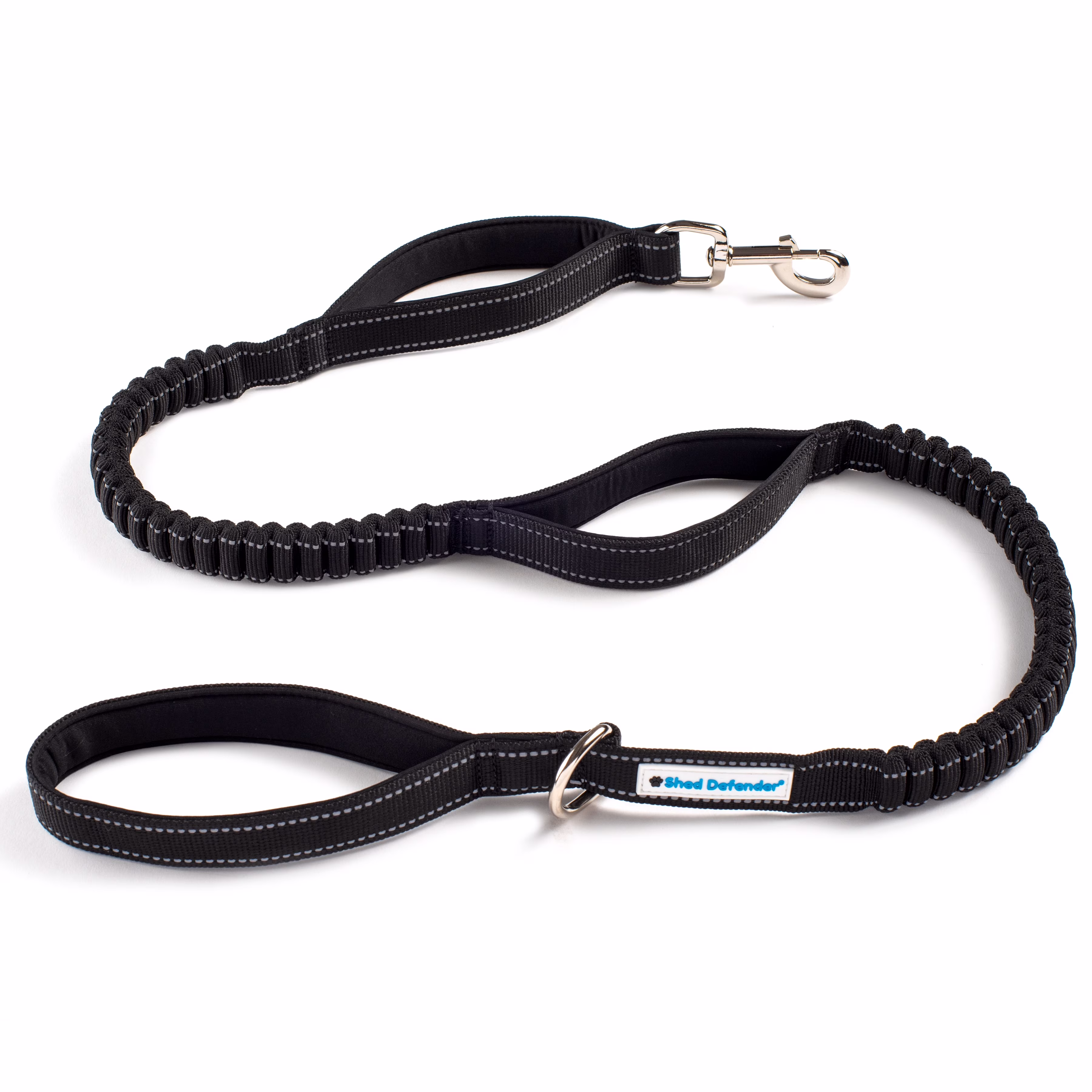 Shed Defender Shock Absorbing Bungee Leash - Three Padded Handles for Traffic Control at Different Lengths, Stretches from 4-7ft, Elastic Dog Leash, Reflective Stitching,training, black, Large, Medium