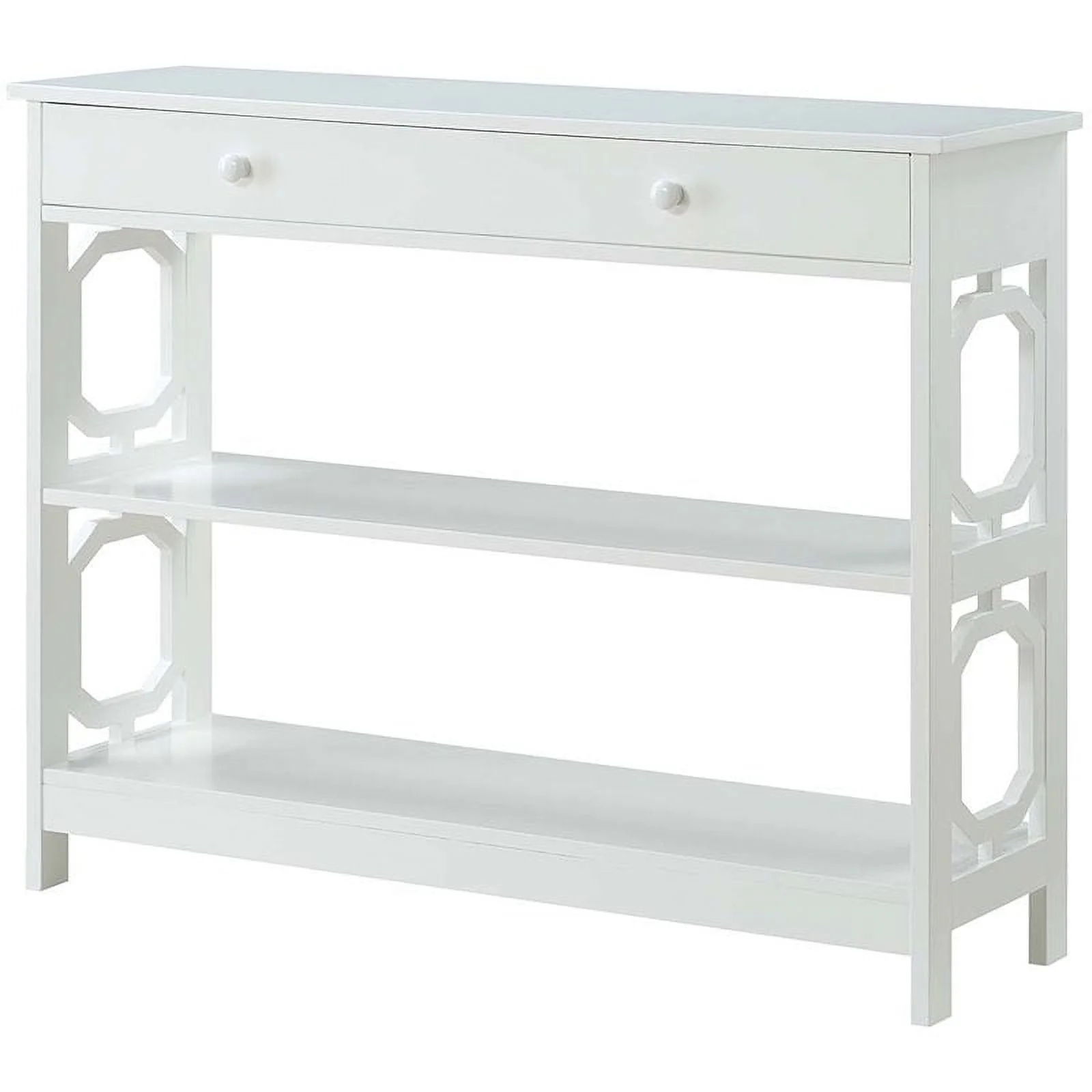 Pemberly Row Contemporary Storage Console Table in White Wood Finish