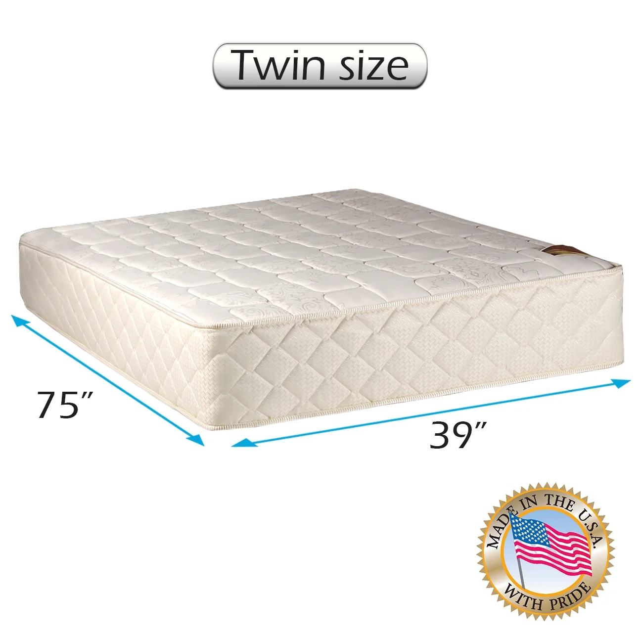 DS USA Grandeur Deluxe 2-Sided Twin Mattress Only - Fully Assembled, Good for your back, Superior Quality, Luxury Height, Longlasting Comfort