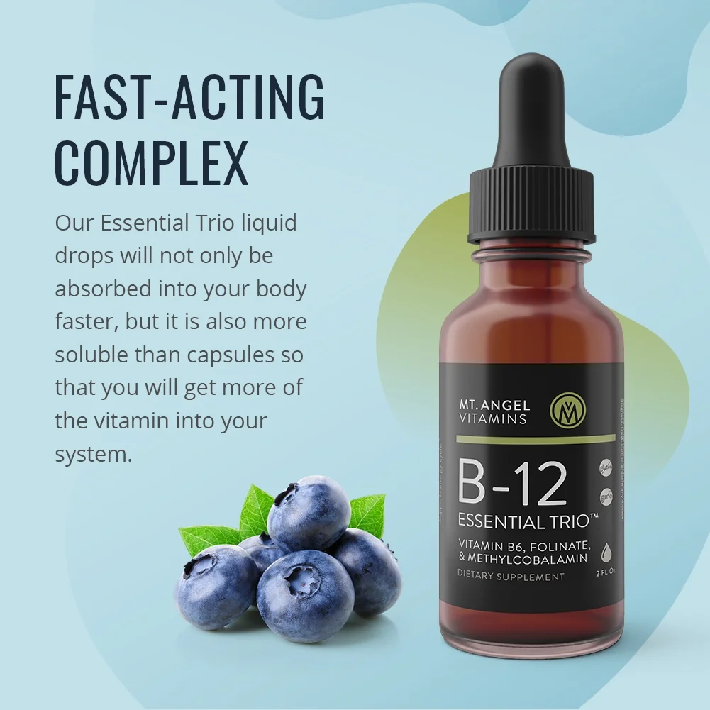 B12 Essential Trio Drops by Mt Angel - 2 Fluid Ounce