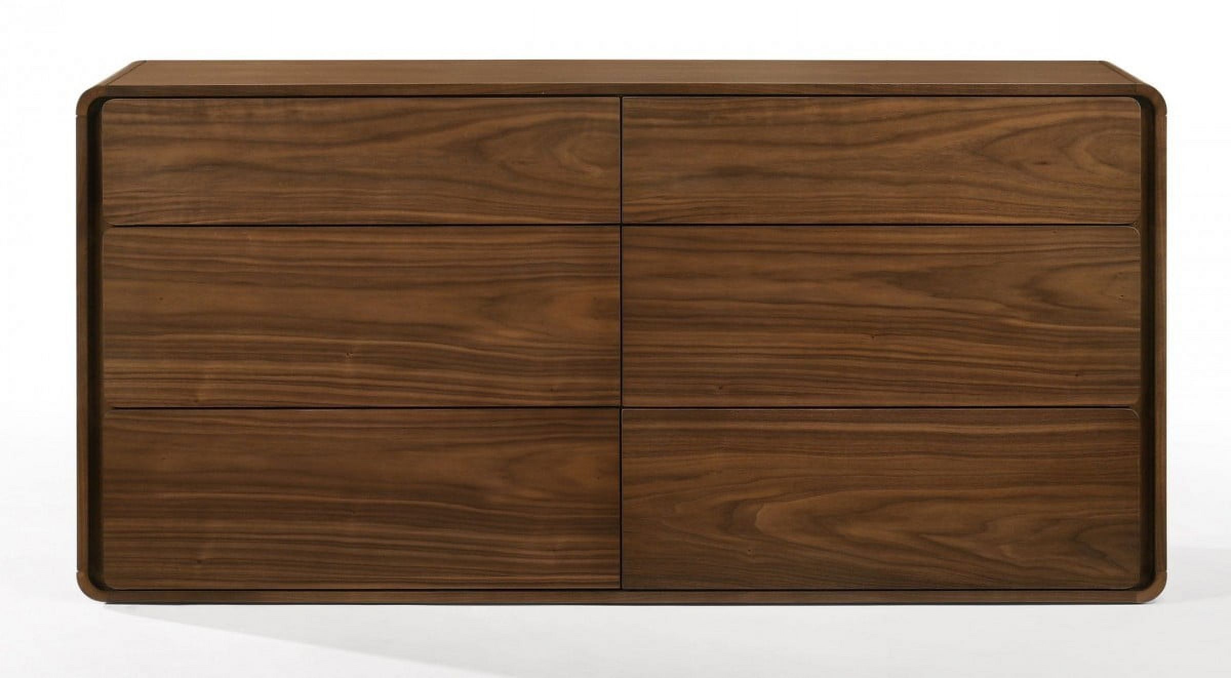 HomeRoots 473103 28.35 x 59.06 x 17.72 in. Walnut Solid Wood Six Drawers Double Dresser