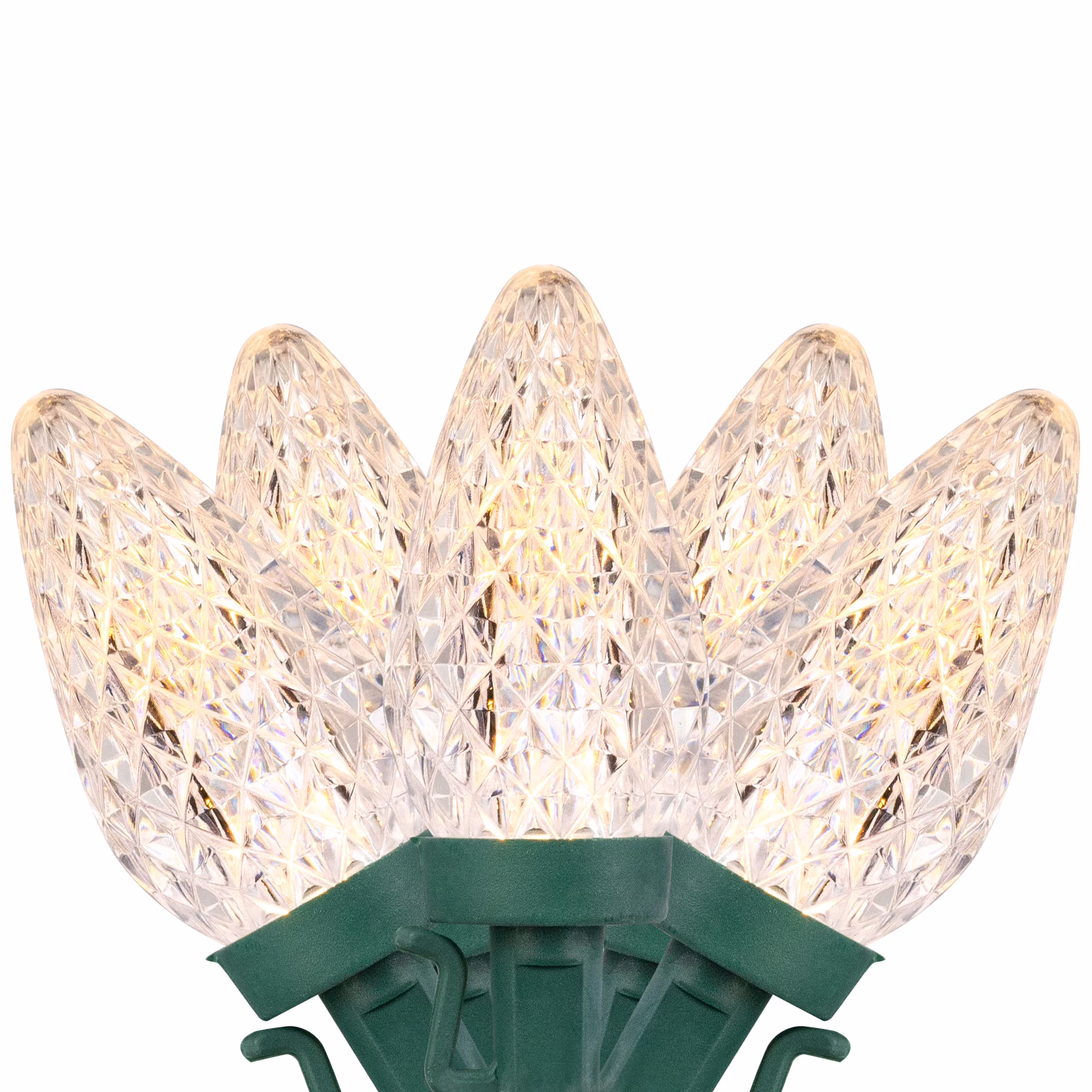 Northlight 100ct Warm White LED Faceted C9 Christmas Lights, 66ft Green Wire