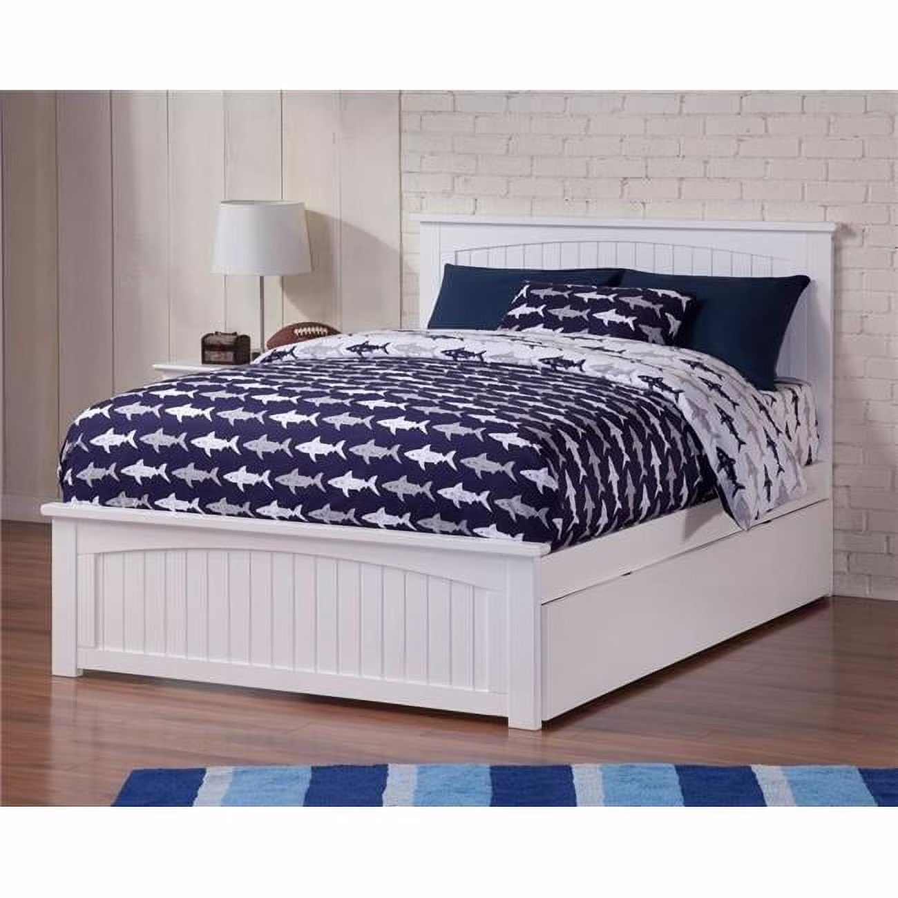 Nantucket Match Footboard with Urban Trundle Bed - White, Full Size