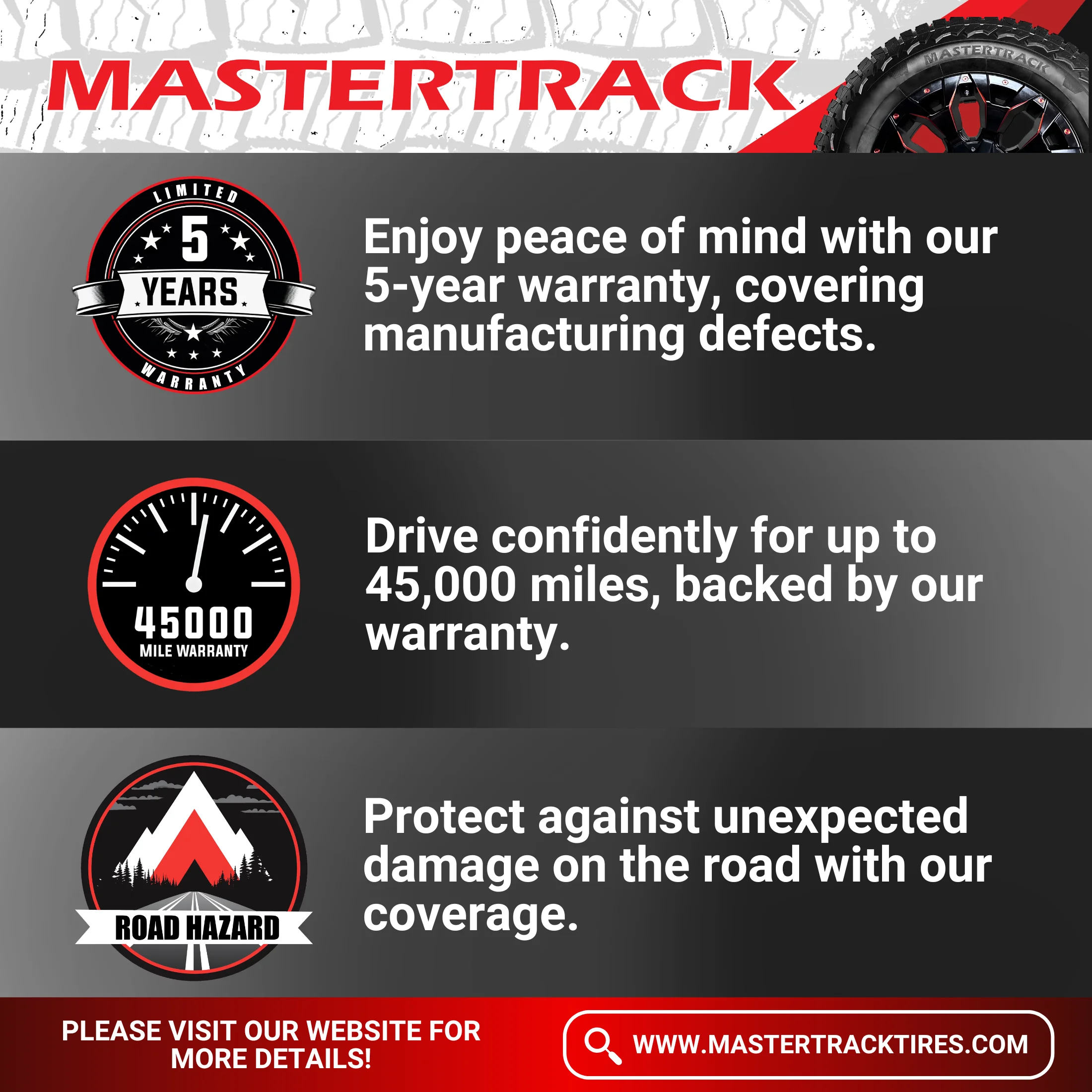 Mastertrack BADLANDS RT LT265/70R17 10 Ply E 123Q Rugged Terrain SUV Light Truck Tire 265/70/17（Tire Only）