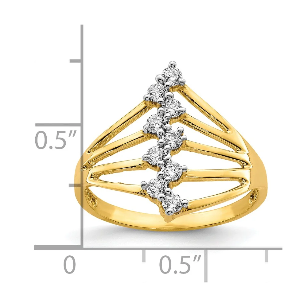 Primal Gold 10 Karat Yellow Gold Cubic Zirconia 9-Stone Ring