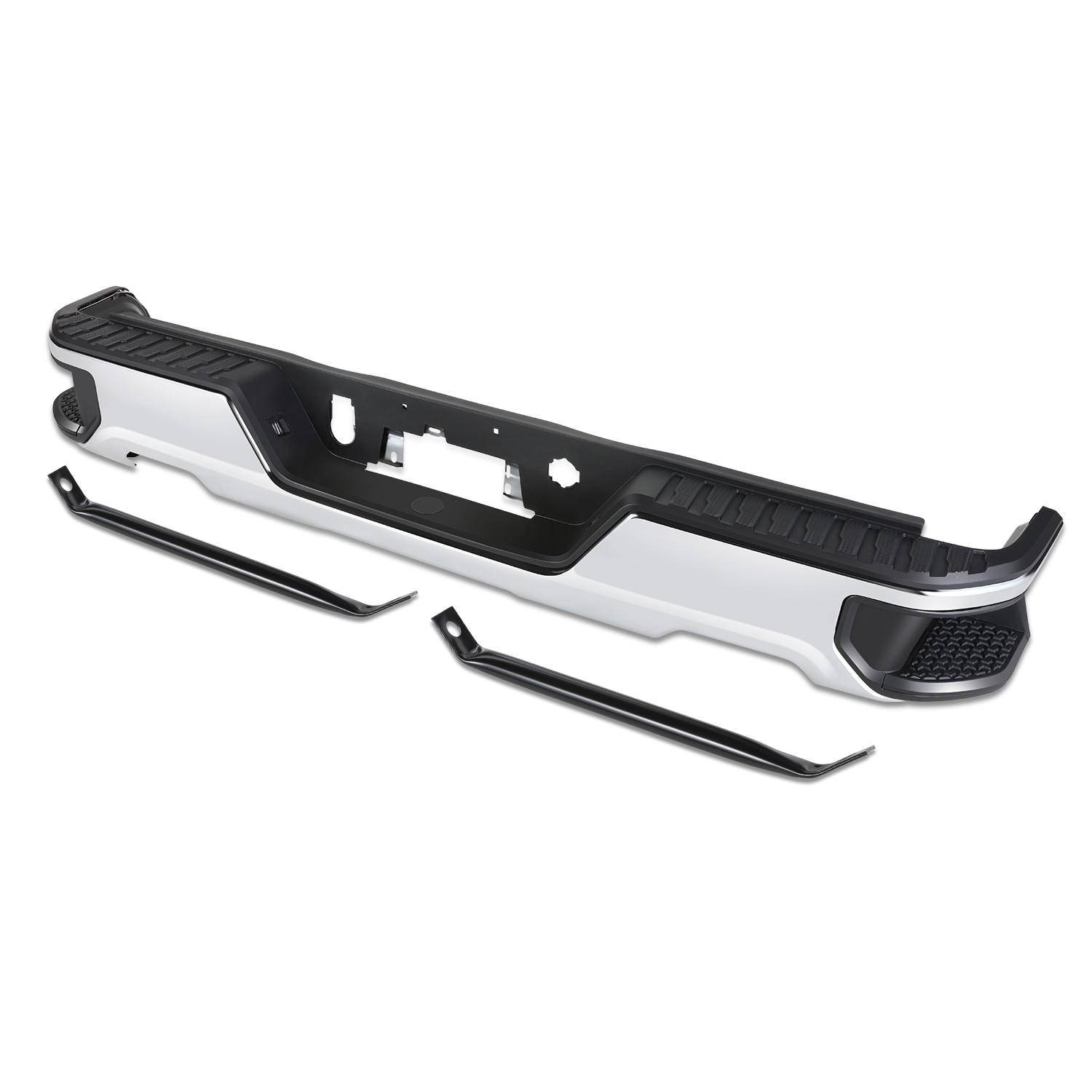 DNA Motoring STEPBUM-10067 For 2019-2023 Silverado Sierra Chrome Rear Step Bumper With Dual Exhaust Cutouts