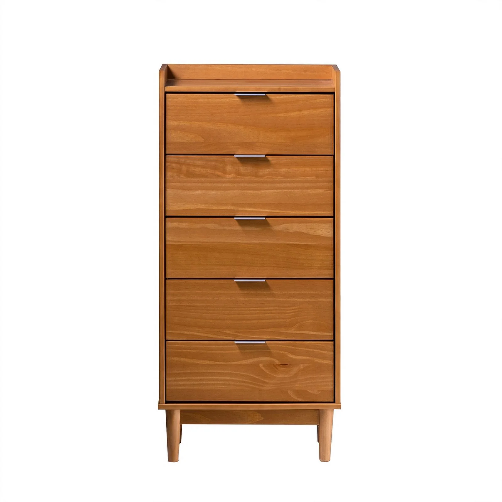 Pemberly Row 5-Drawer Solid Wood Tall Bedroom Chest Dresser - Caramel