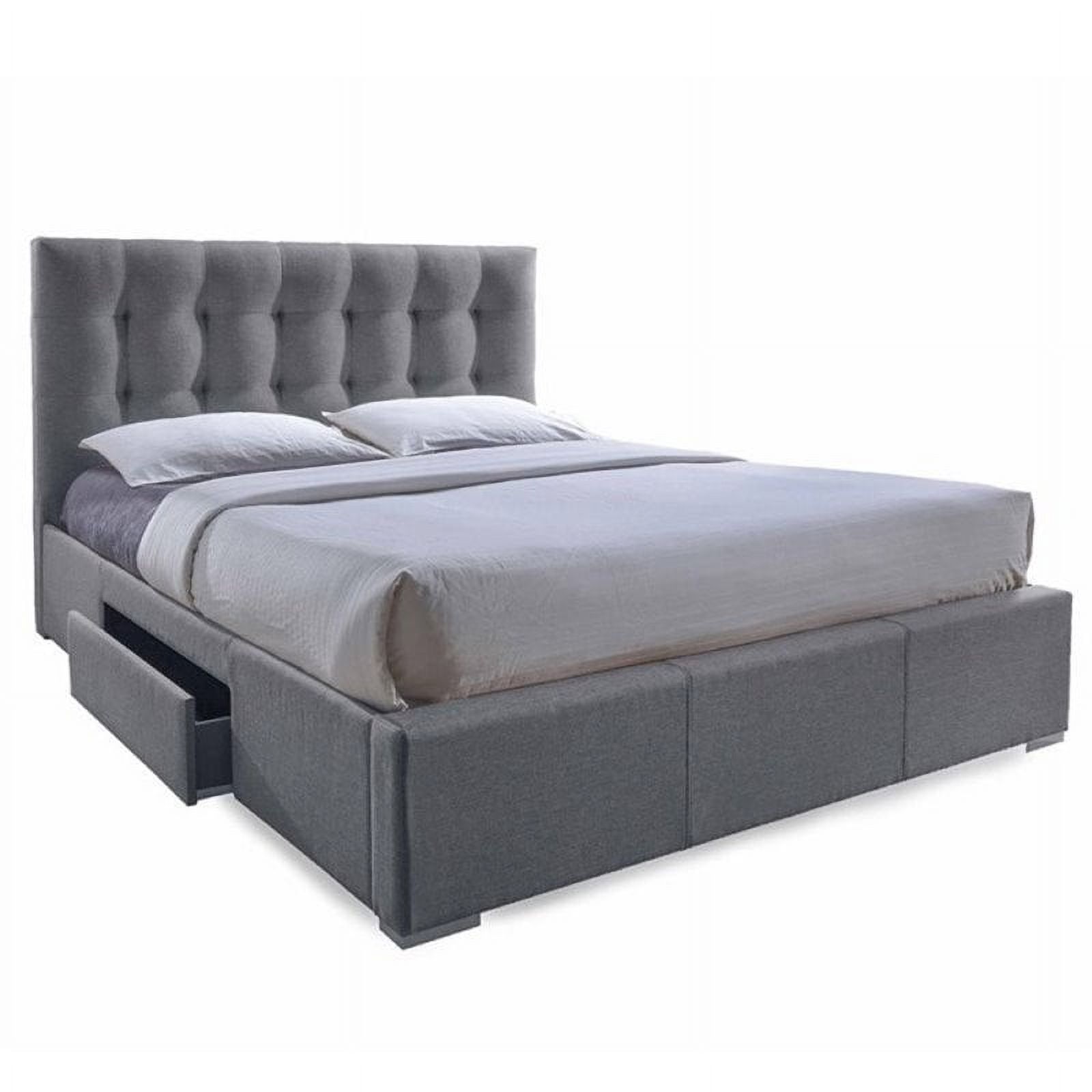 Atlin Designs Upholstered Queen Tufted Storage Bed in Gray
