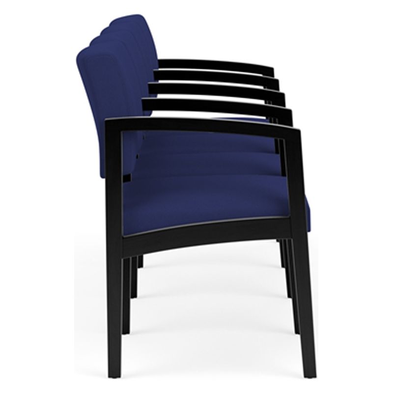 Lesro Lenox Wood 4-Seat Fabric Reception Tandem Seating in Cobalt Blue/Black