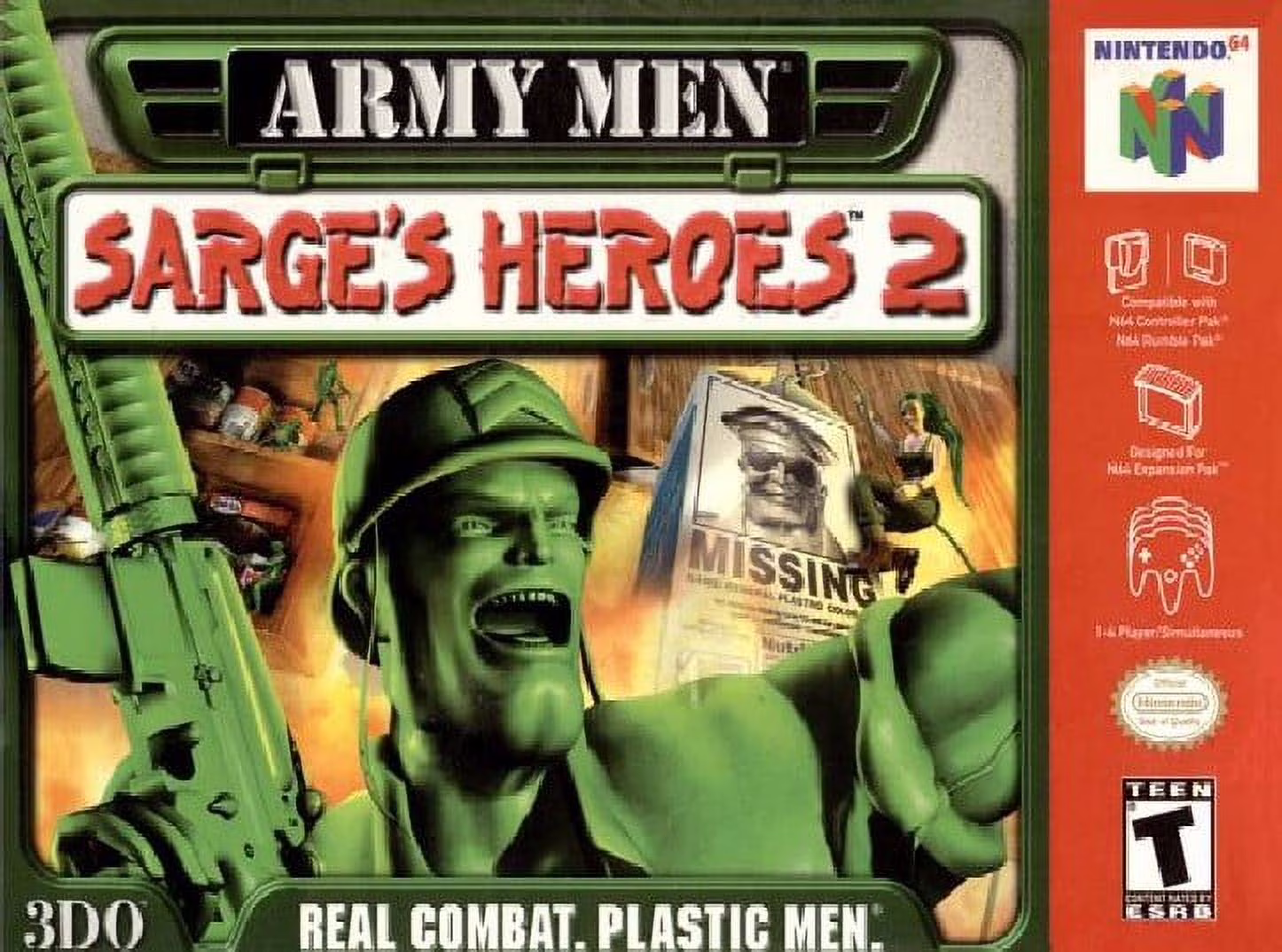 Restored Army Men: Sarge's Heroes 2 (Nintendo 64, 2000) Shooter Game (Refurbished)