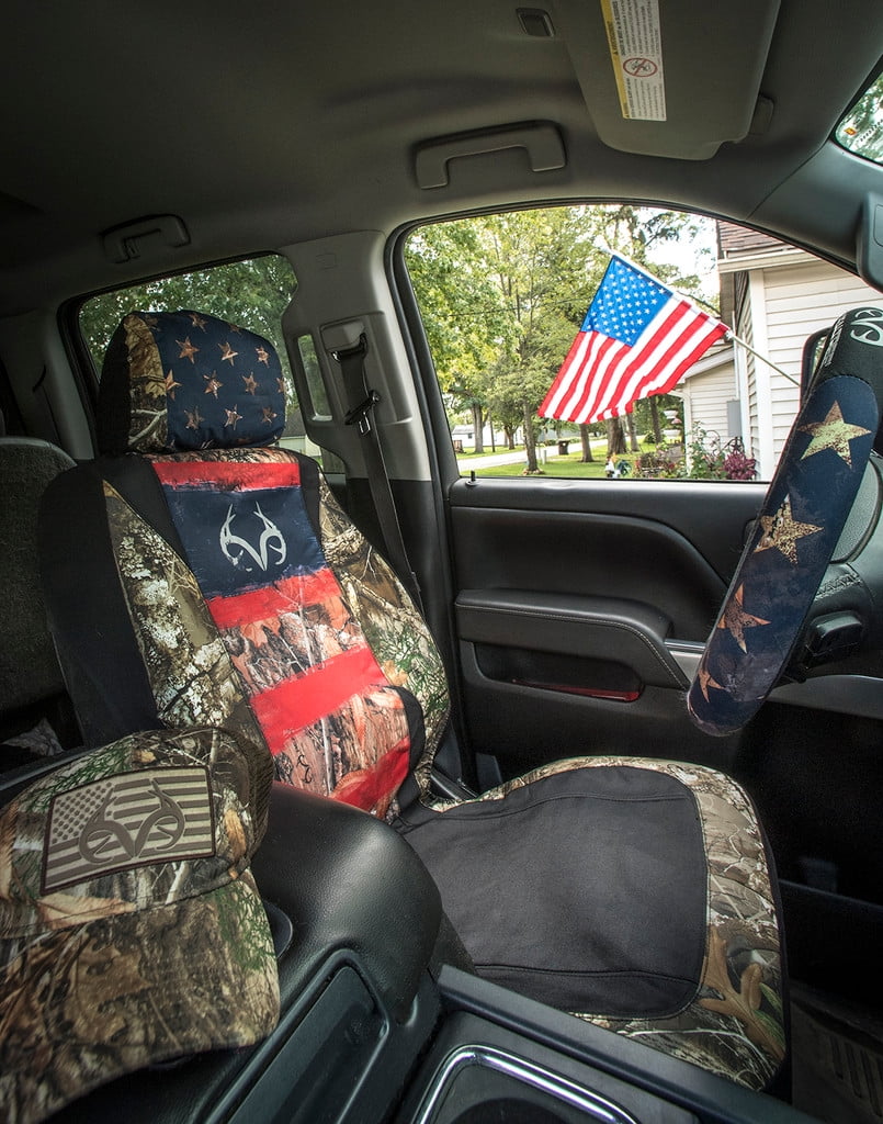 Realtree Universal Low Back Edge Camo Americana Seat Cover for Trucks, Cars and SUVs | Single