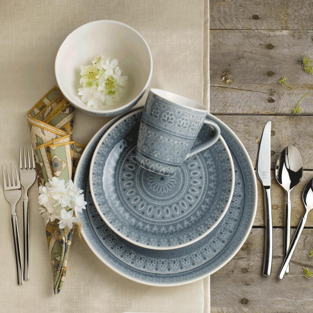 Euro Ceramica Fez Reactive 16 Piece Dinnerware Set (Service for 4) Grey