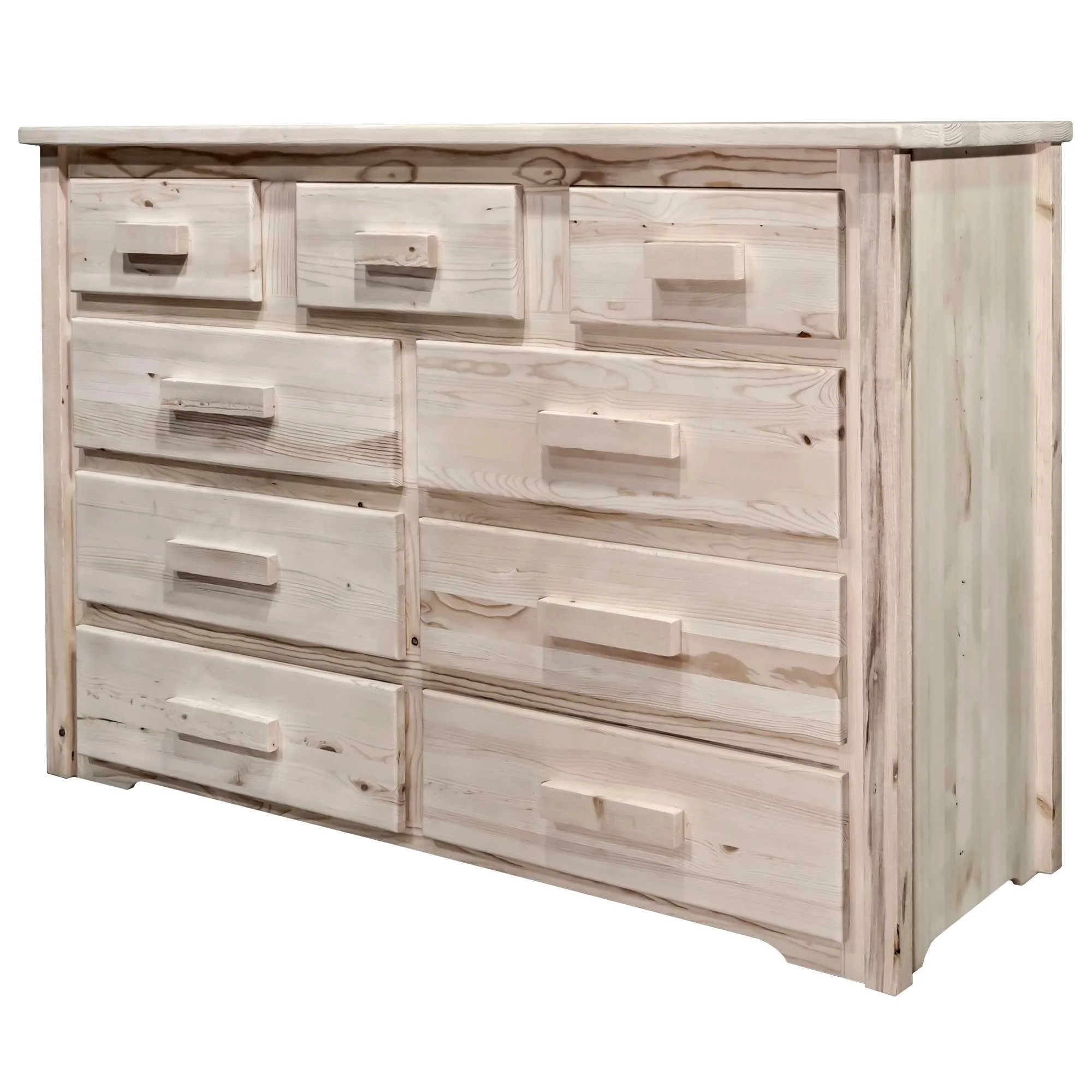 Homestead Collection 9 Drawer Dresser, Clear Lacquer Finish