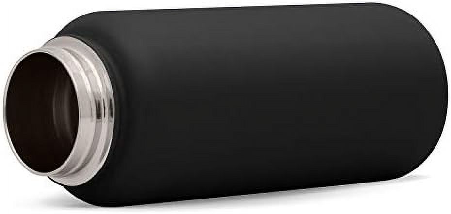 22Oz Water Bottle, Insulated Reusable Wide Mouth Stainless Steel Metal Flask With Lid, Midnight Black