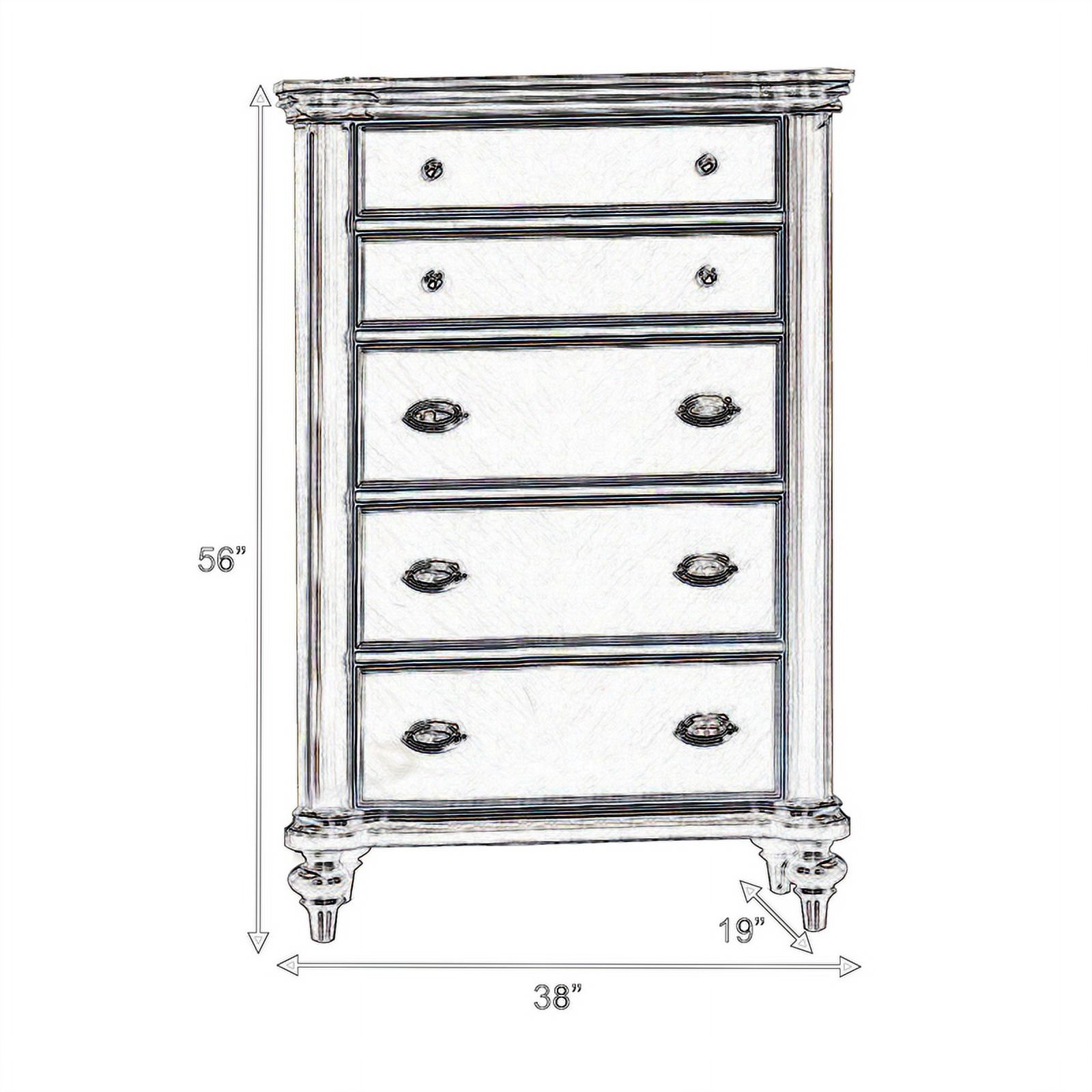 BenJara BM284302 56 in. Ada Pine Wood Chevron Pattern 5 Drawer Tall Dresser Chest, Brown