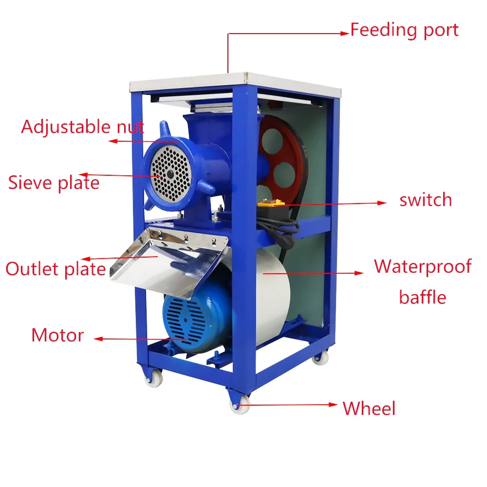 PreAsion Electric Bone Crusher Feed Processer Meat Fish Chicken Bones Grinder Chopper 220V 2.2KW