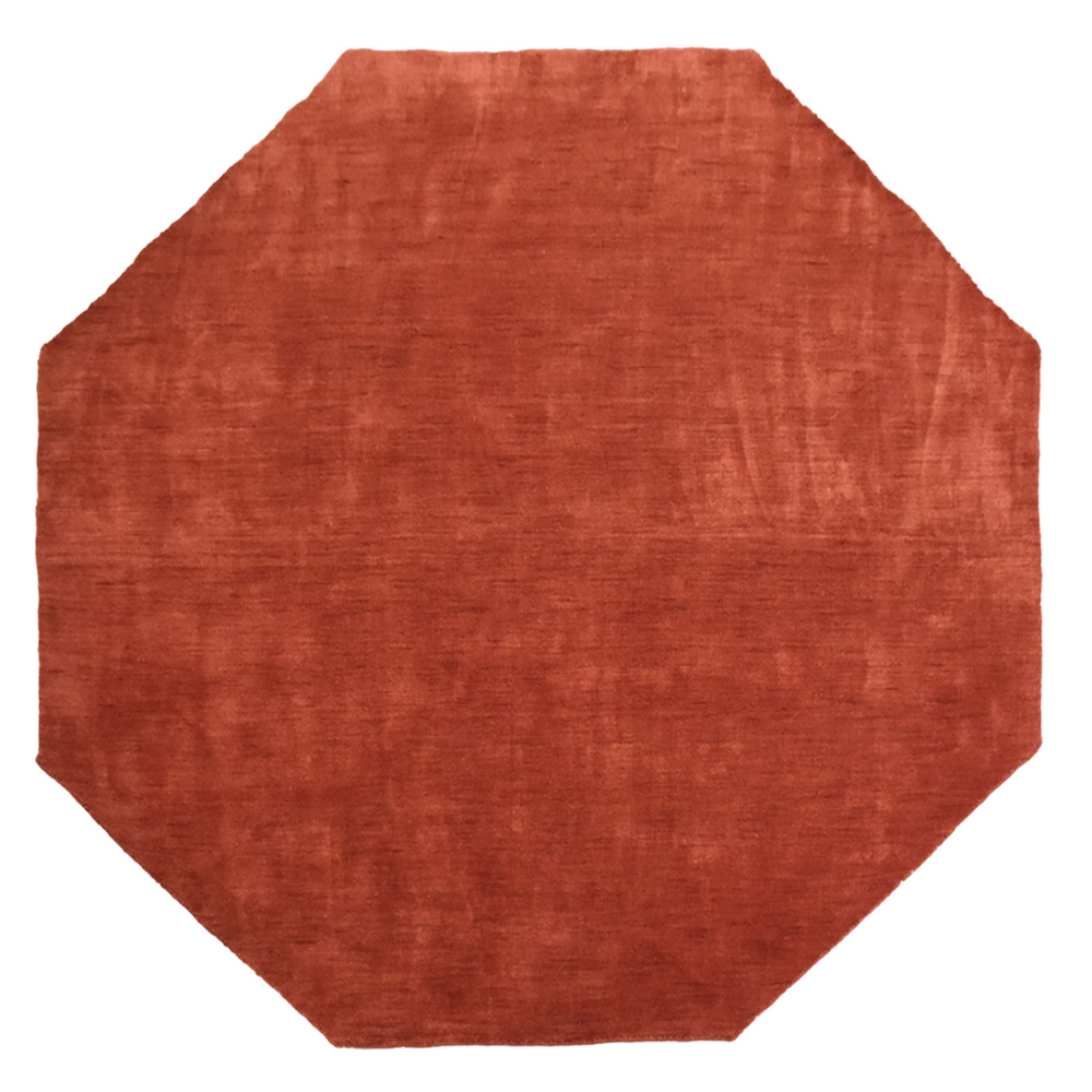 RUGSOTIC CARPETS HAND KNOTTED LOOM WOOL ECO-FRIENDLY AREA RUGS - 8'x8', Octagon, Light Red, Plain Solid Design, High Pile Thick Handmade Anti Skid Area Rugs for Living Room, Bed Room (L00111)