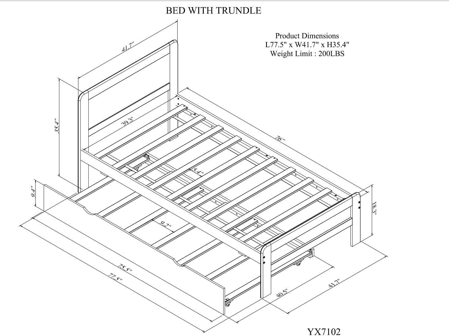Moder Bed Frame Wih rudle,Kids Size Plaform Bed Wih Headboard Ad Pull Ou rudle Bed,Solid Wood rudle Bed For Girls Boys,Whie Washed