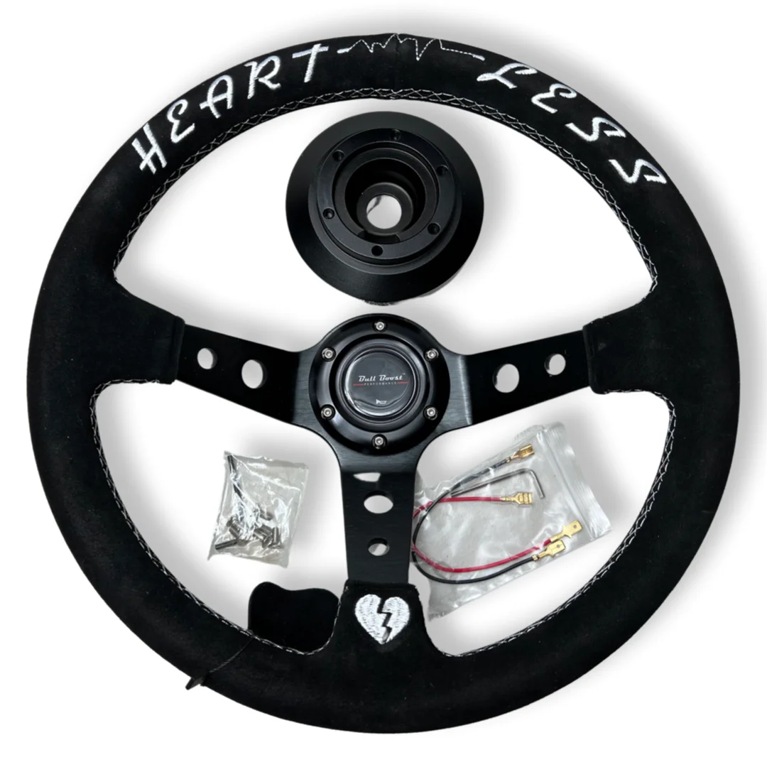 Short Hub Adapter + Suede Steering Wheel For 02-06 Mini Cooper