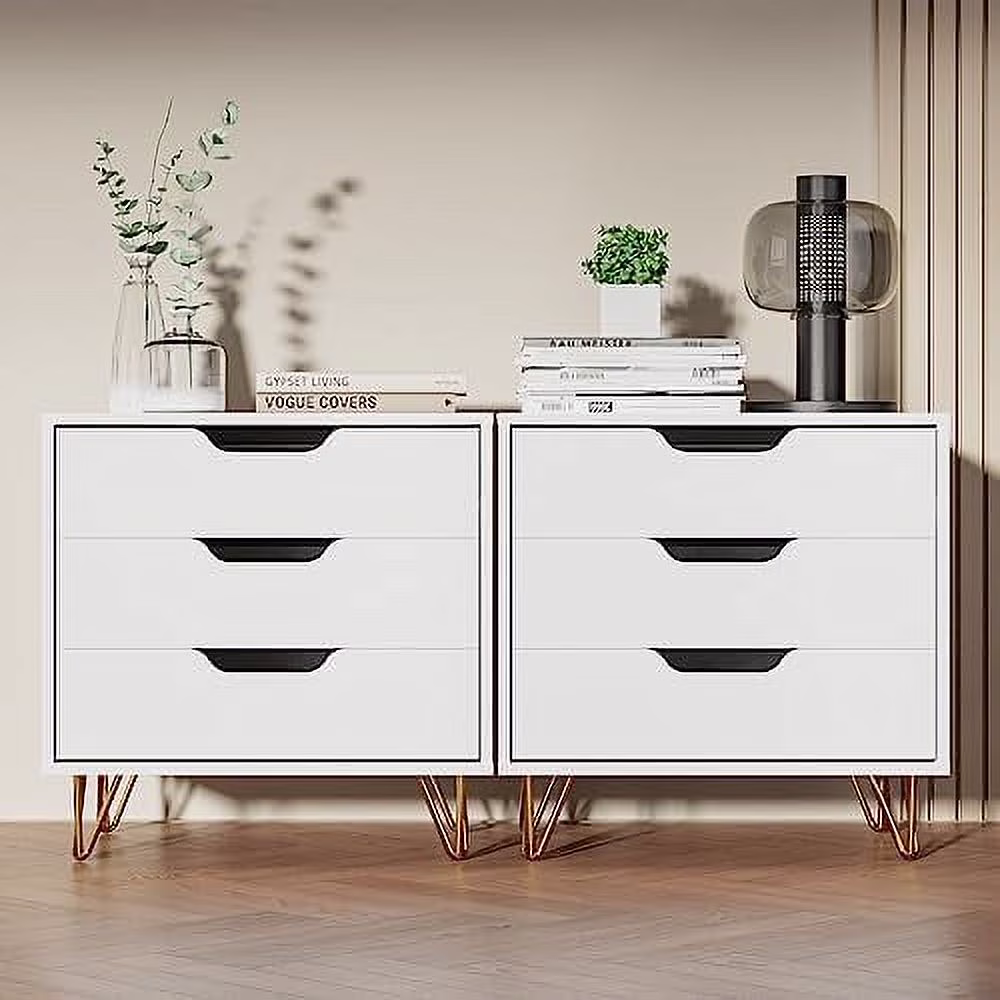 RUNFAYBIU 3 Drawer Dresser   Modern Dresser for Bedroom   Dressers with Wide Chest of Drawers for  Bedroom  Black Dresser for Living Room  Nursery  Hallway  Black