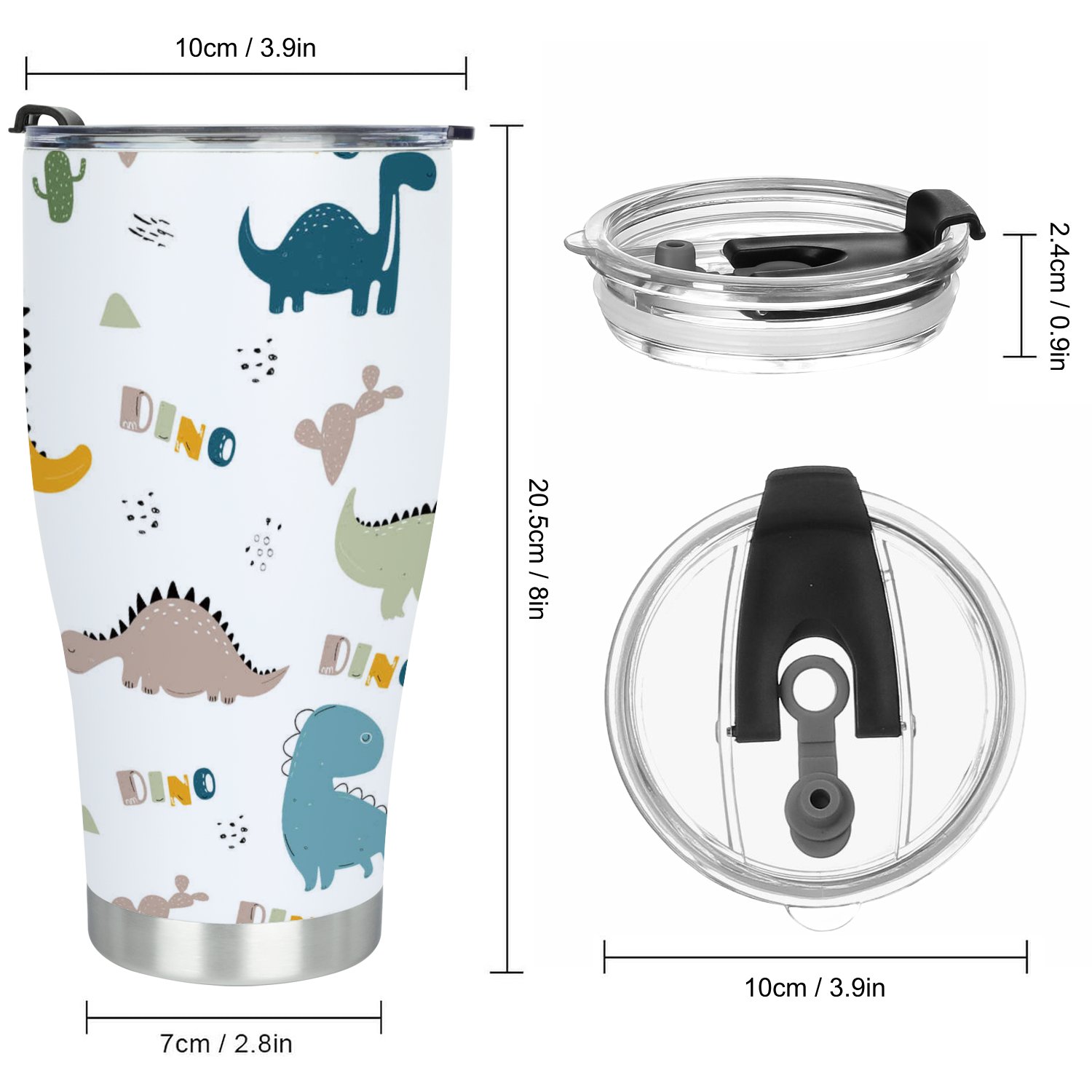 Hidove Stainless Steel Tumbler, 恐龙 30oz Leak Proof & Stainless Steel Bottle for Hot & Cold Drinks - Coffee Travel Mug, Water Metal Canteen, Thermal Cup