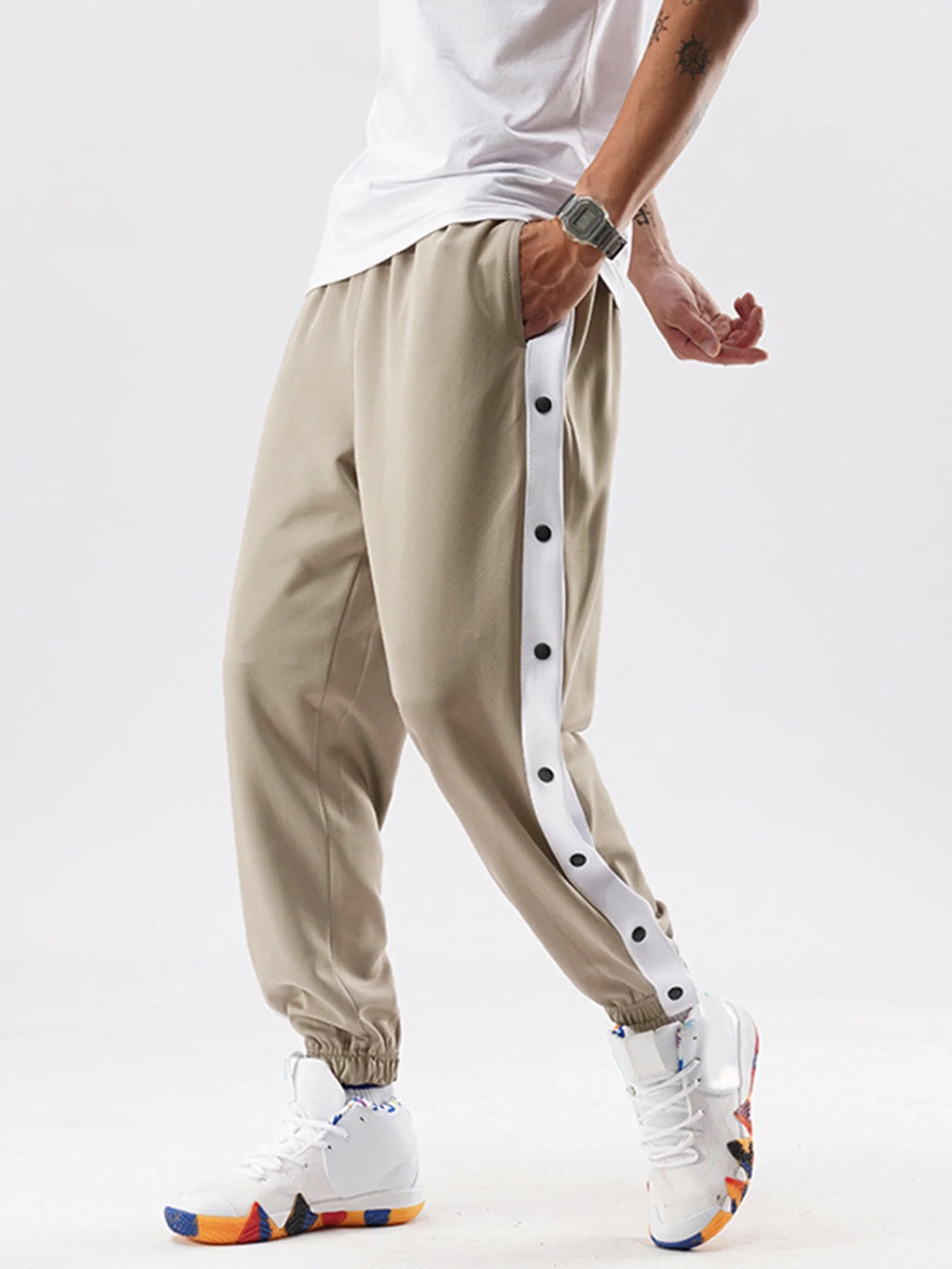 Men Tear Away Pants Casual Quick Dry Loose Fit Basketball Pants