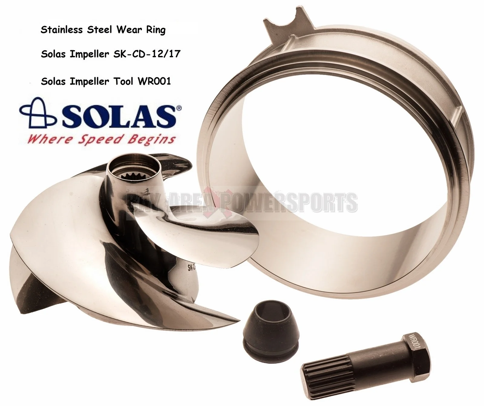Solas Sea Doo Spark Impeller SK-CD-12/17 W/ Stainless Wear Ring & Impeller Tool