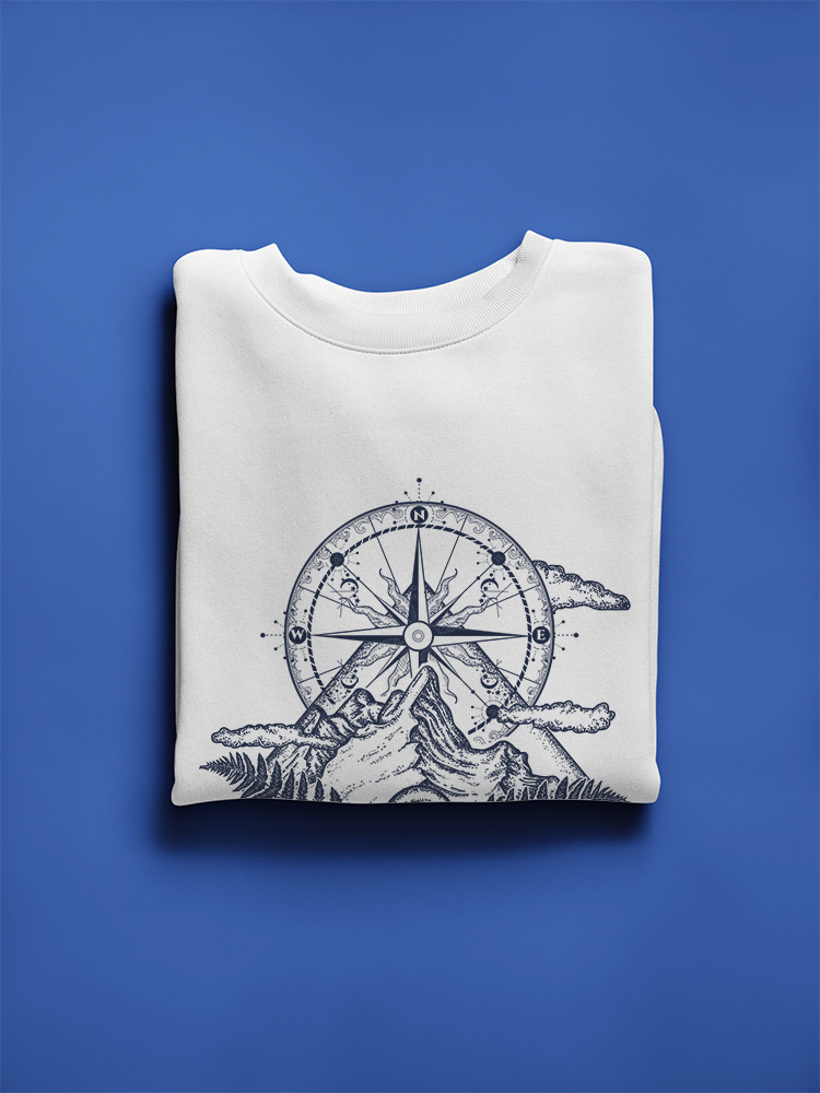 Compass And Mountains Stamp Sweatshirt Men -Image by Shutterstock, Male Medium