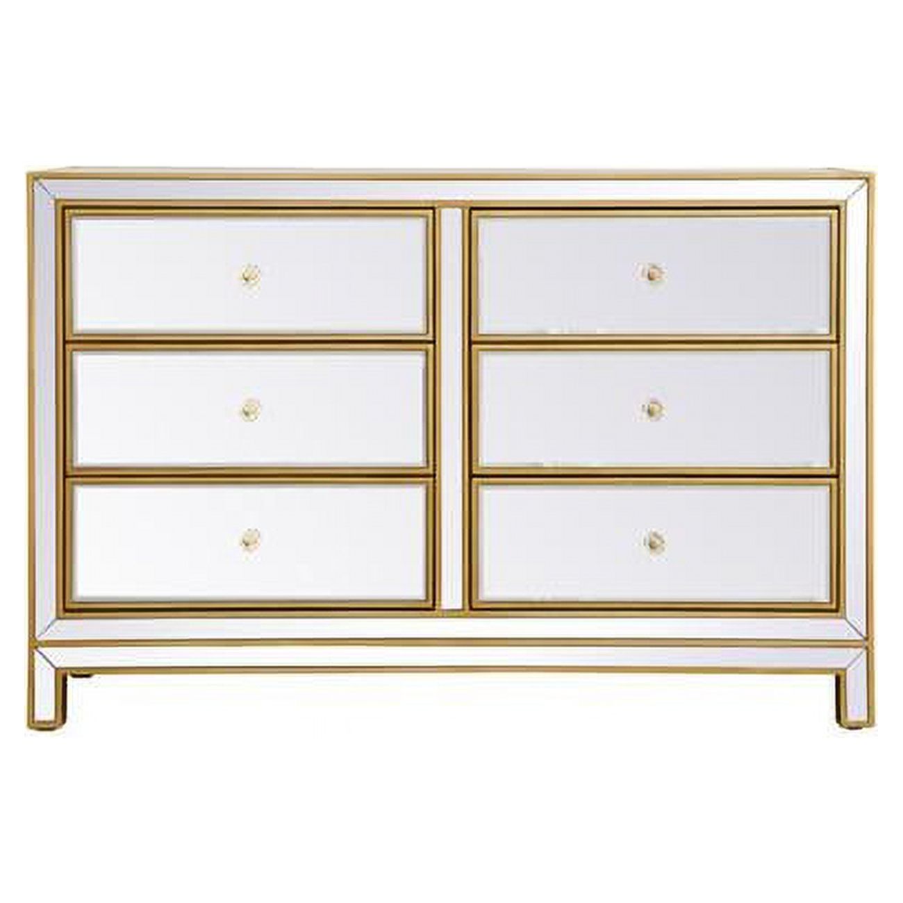 38 x 12 x 32 in. Dresser with 6 Drawers, Gold