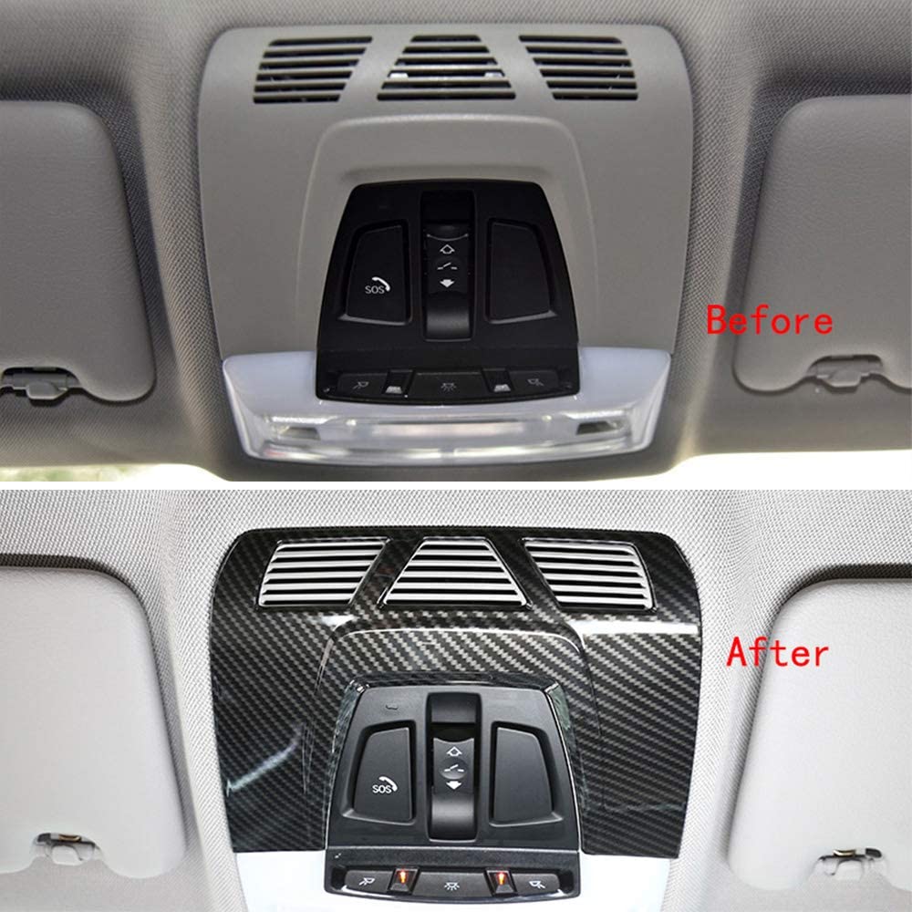 NA ABS Carbon Fiber Color Car Inner Front Reading Light Lamp Panel Cover Trim Auto Interior Roof Lamp Panel Cover for BMW 1 2 3 4 Series X1 X2 X5 X6 F30 F22 F34 F36 F48 F47 F15 F16