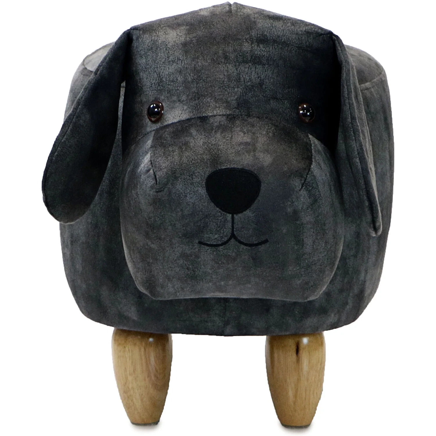 Critter Sitters 14-In. Seat Height Polyester Blend Dark Gray Dog Animal Shape Ottoman