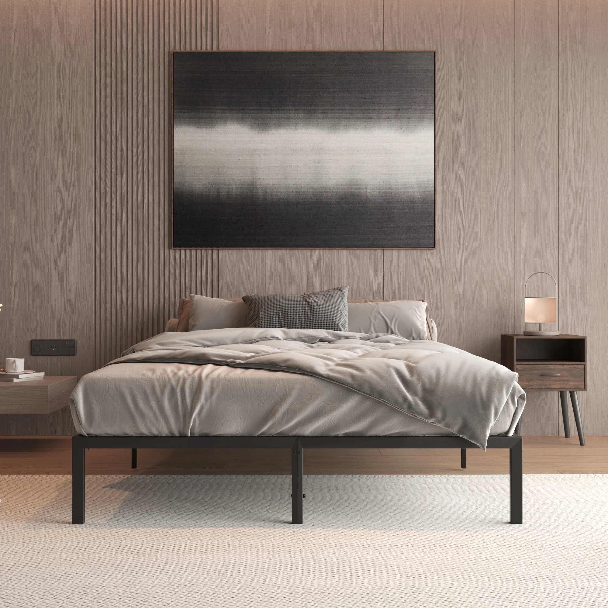 Sturdy Metal Bed Frame Twin Bed Frames No Box Spring Needed (Twin Size)