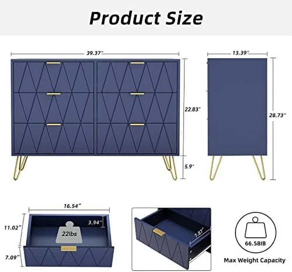 KHBIULIFE Black Nightstand Set of 2 Modern Large Striped Bed  with 2 Drawers Wood End Table with Metal Pedestal Frame for Bedroom Living Room