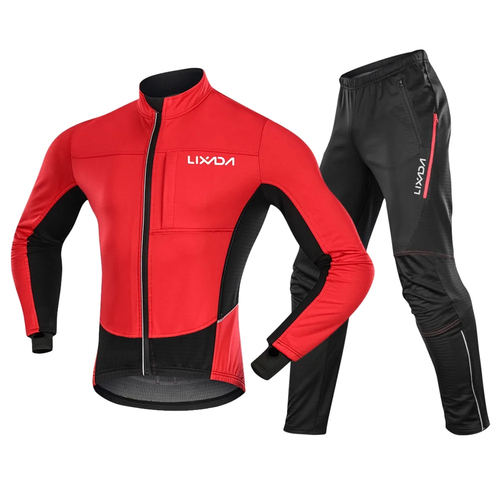Lixada waterproof, windproof and warm polar fleece men's winter cycling jersey suit