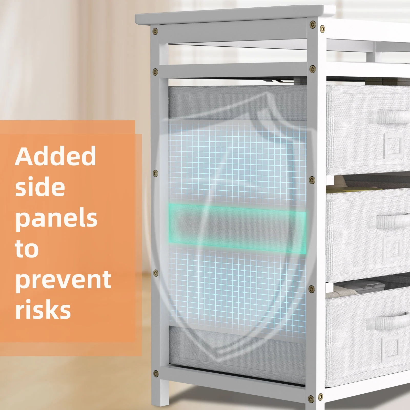 KORIMEFA Baby Changing Table with 6 Storage Baskets, Can be Used as a Changing Table Dresser with Changing Table Top, a Baby Changing Station, Diaper Changing Station (Beige)