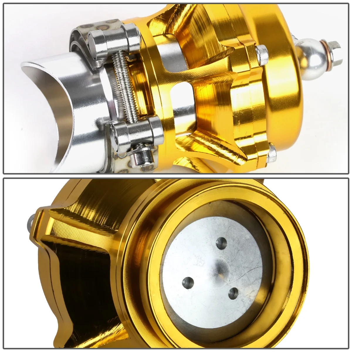 Universal Aluminum 50mm Turbo 35psi Boost Blow Off Valve+Flange+V-band Clamp (Gold)