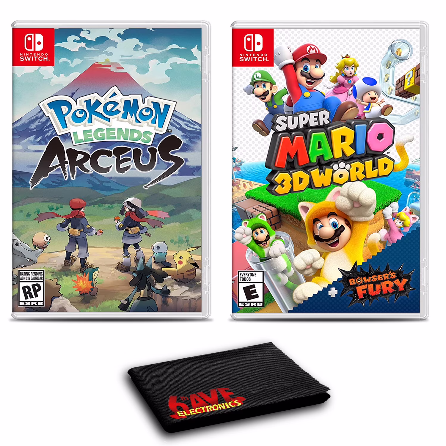 Nintendo Pokemon Legends: Arceus and Super Mario 3D World Plus Bowser's Fury - Two Pack Bundle For Nintendo Switch