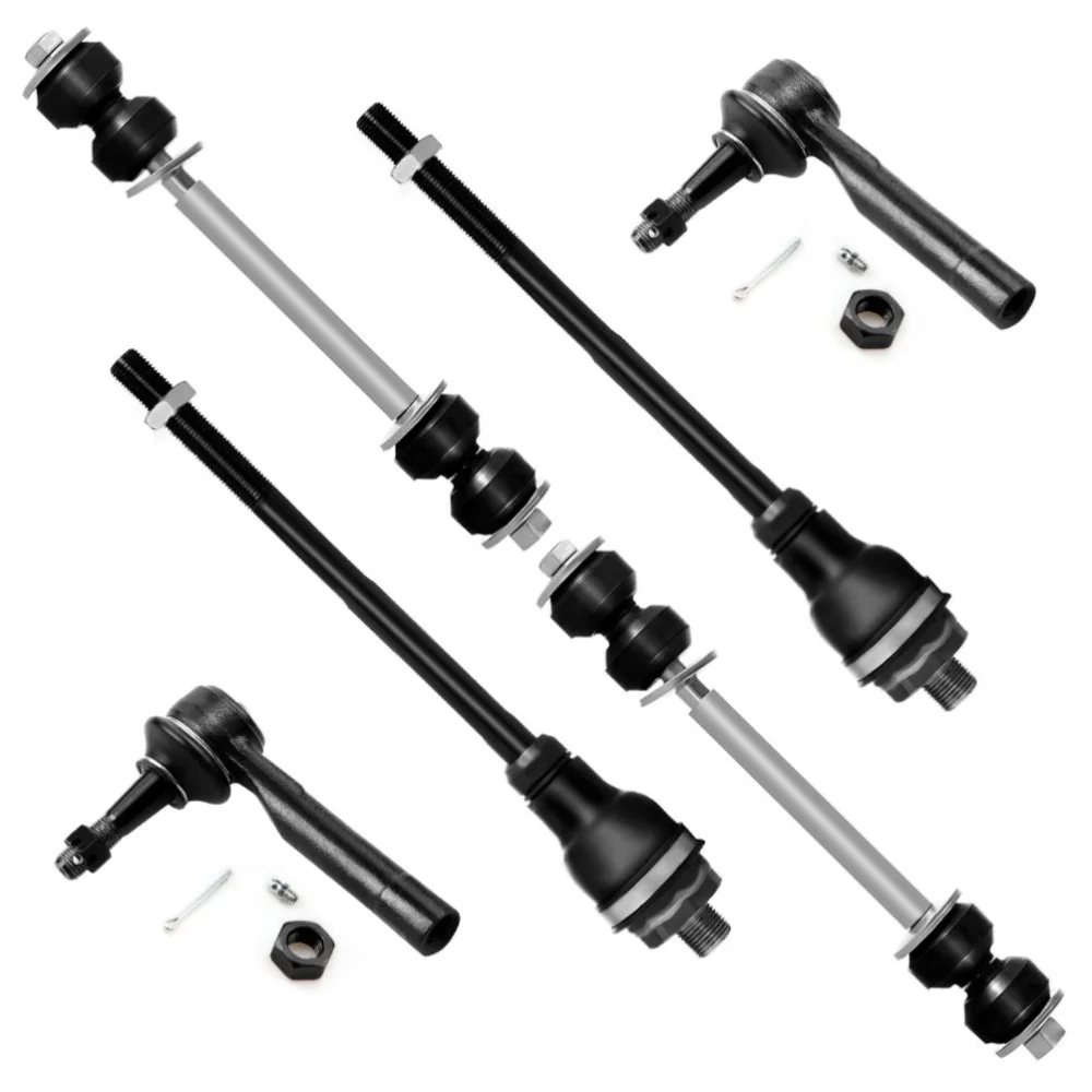 6pcs Front Inner Outer Tie Rods Sway Bars Kit For Cadillac Chevy GMC AWD 4WD
