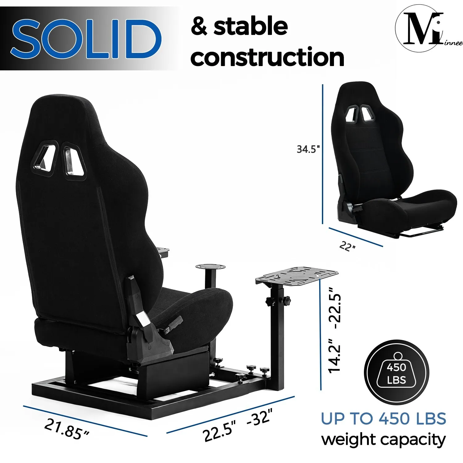 Minneer Flight Simulator Cockpit with Black Seat Fit for Logitech X52/X52pro/X56,Thrustermaster Hotas Warthog Compatible with Xbox One PS4 PC Platforms