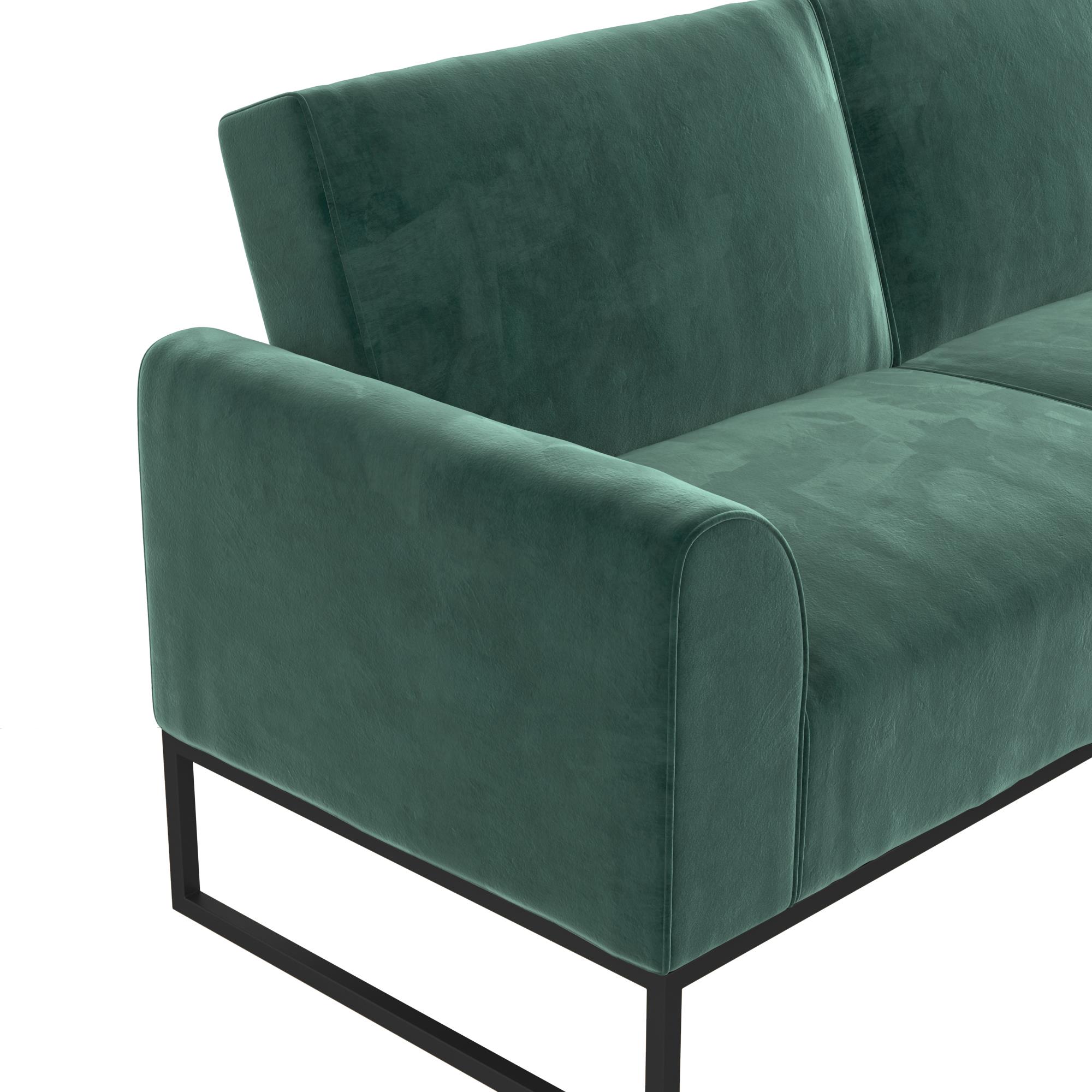 CosmoLiving Adley Coil Futon, Medium Teal Velvet with Black Metal Base